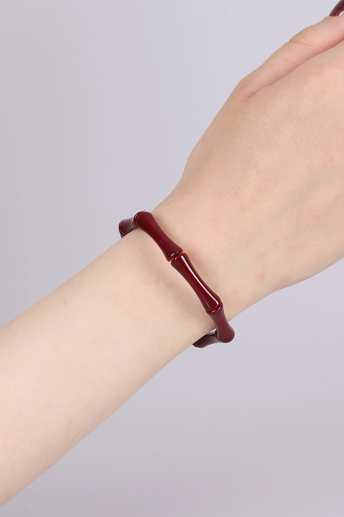 Bordo Kemik Görünümlü Lastikli Unisex Bileklik 460525