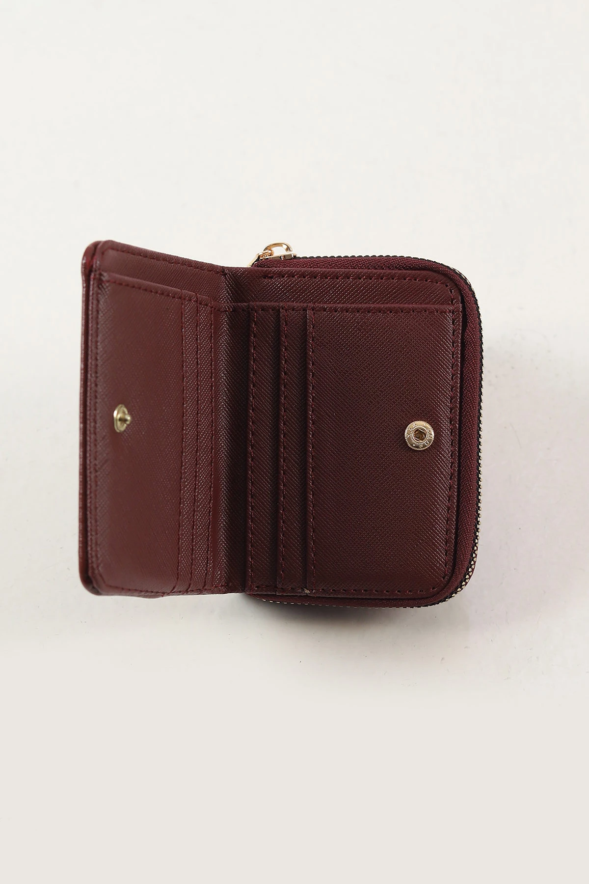 Bordo Kırışık Dokulu Fermuarlı Cüzdan 451780