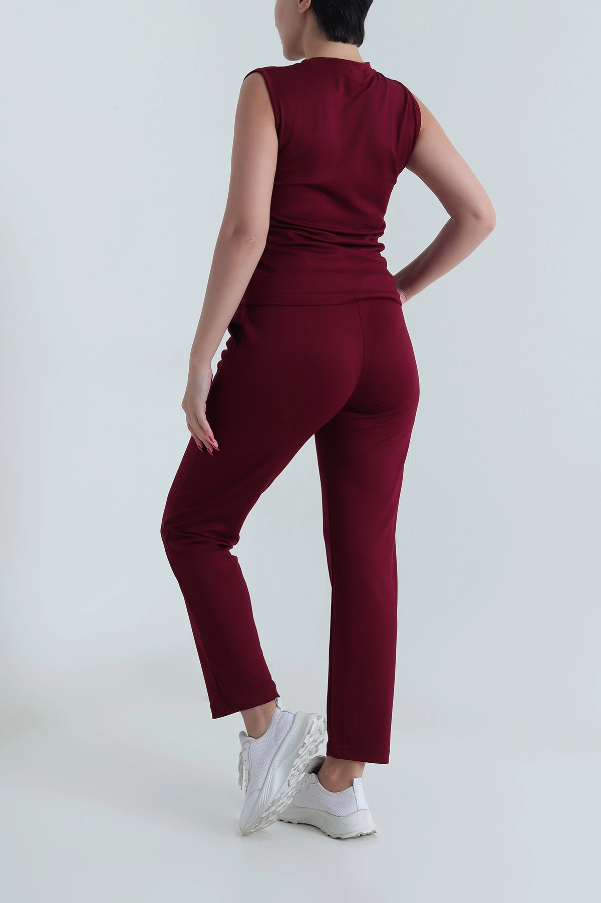 Bordo Kolsuz Bisiklet Yaka Modal Kadın İkili Takım 479522
