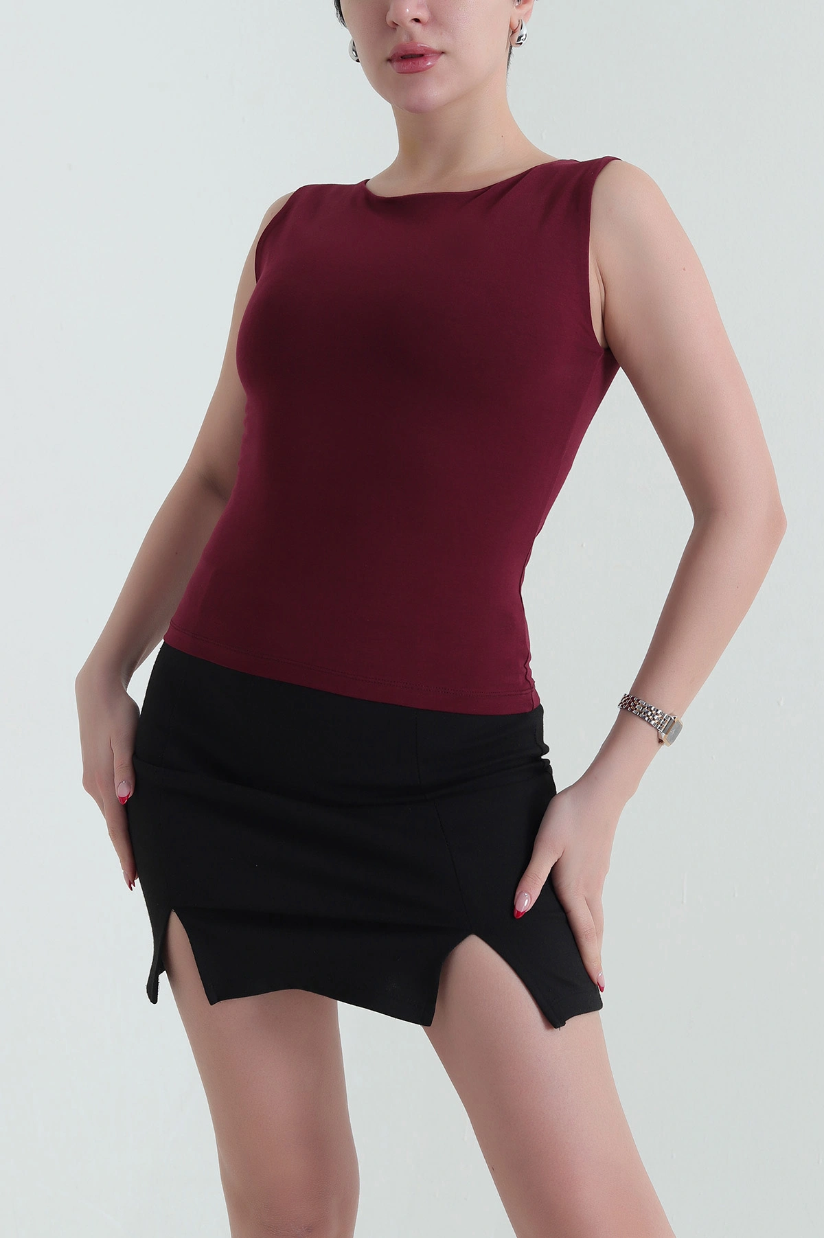 Bordo Kolsuz Oysho Kadın Bluz 432351