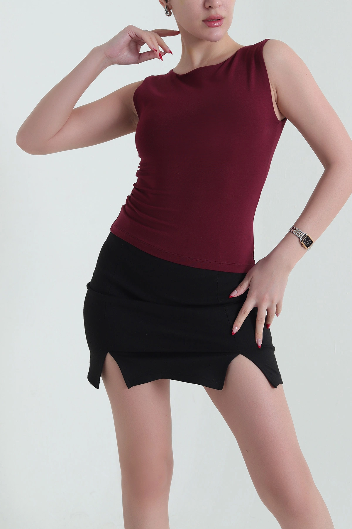 Bordo Kolsuz Oysho Kadın Bluz 432351