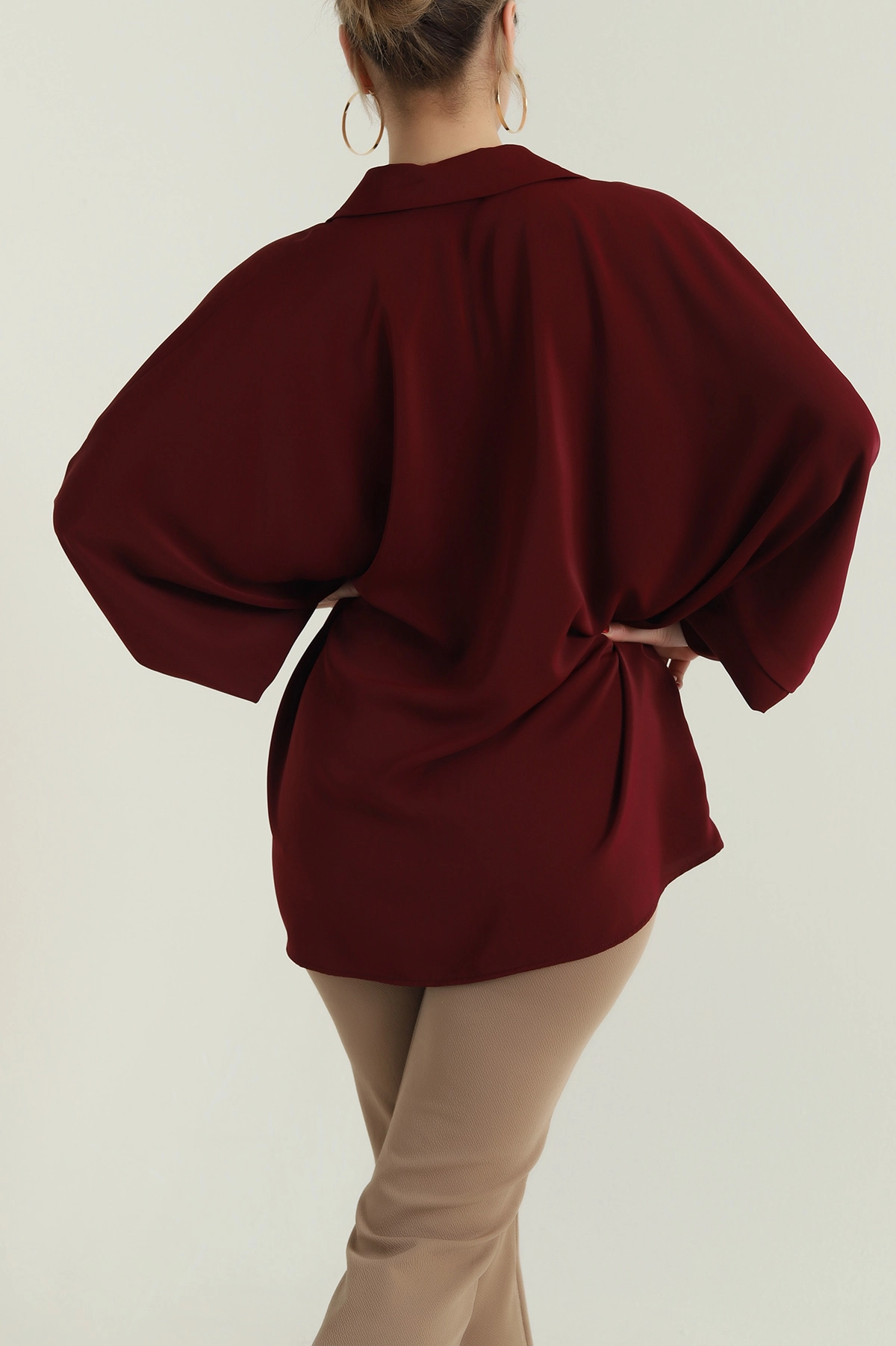 Bordo Kolyeli Jesica Kadın Gömlek Tunik 428788