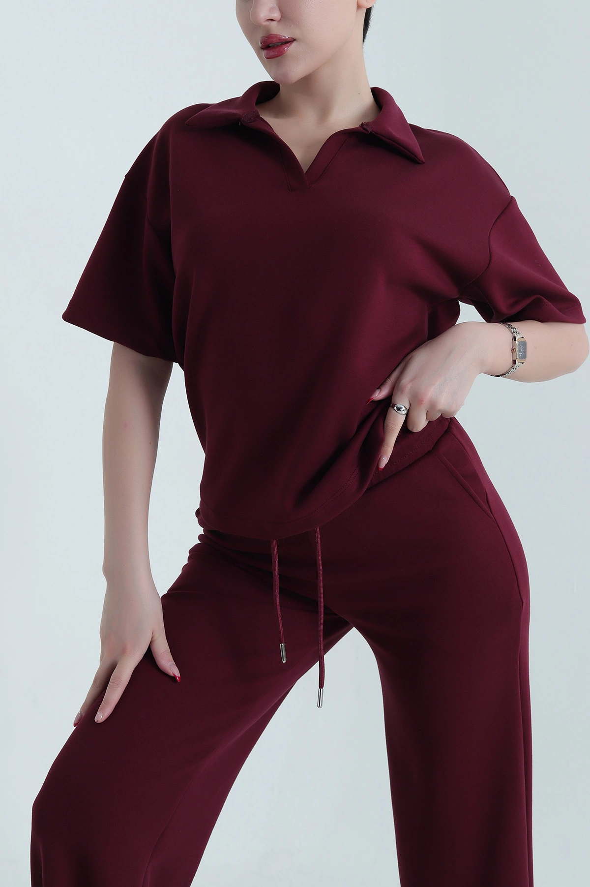 Bordo Likralı Bel Lastikli Oysho Kadın İkili Takım 439771