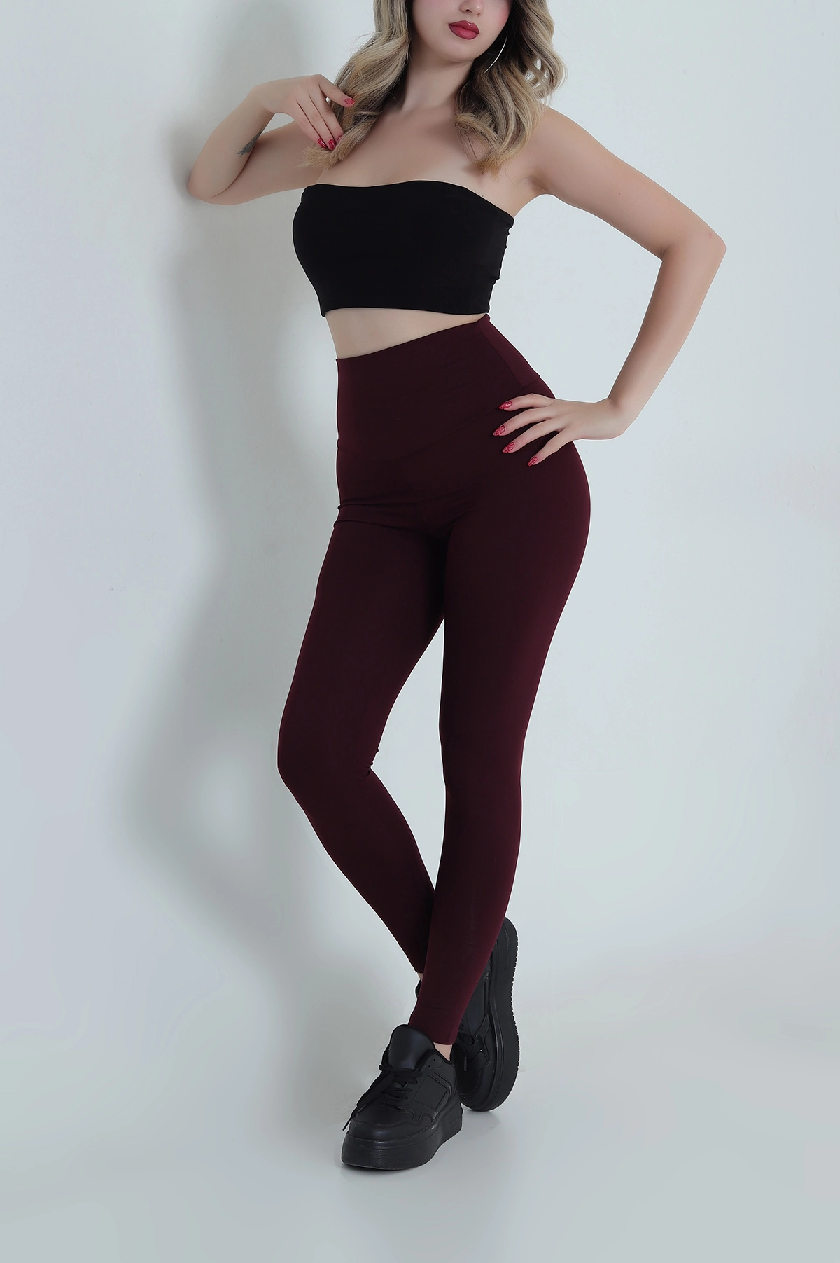 Bordo Likralı Belize Kadın Tayt 486216