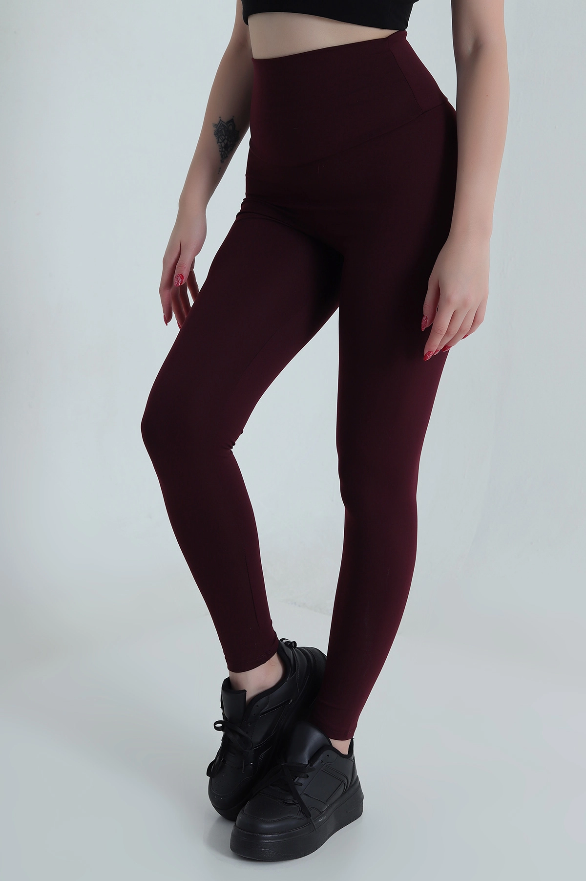 Bordo Likralı Belize Kadın Tayt 486216