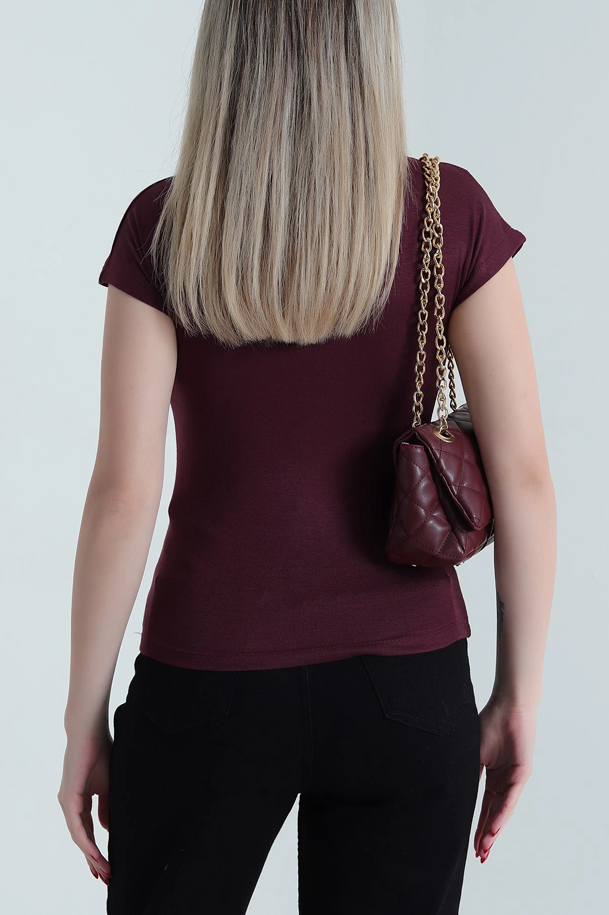 Bordo Likralı Buzzy Kadın Bady Bluz 468330