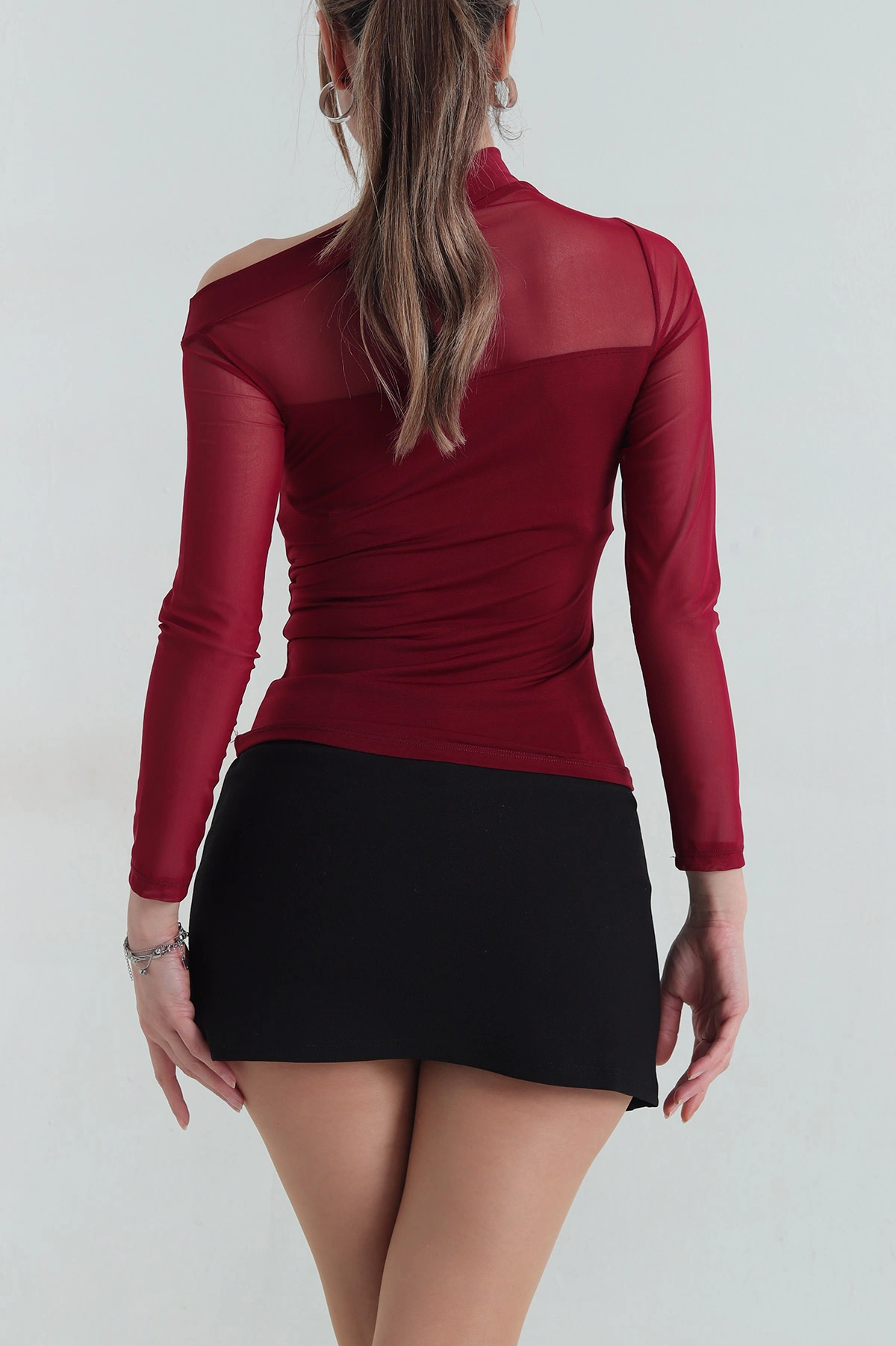 Bordo Likralı Garnili Buzzy Kadın Bluz 418521