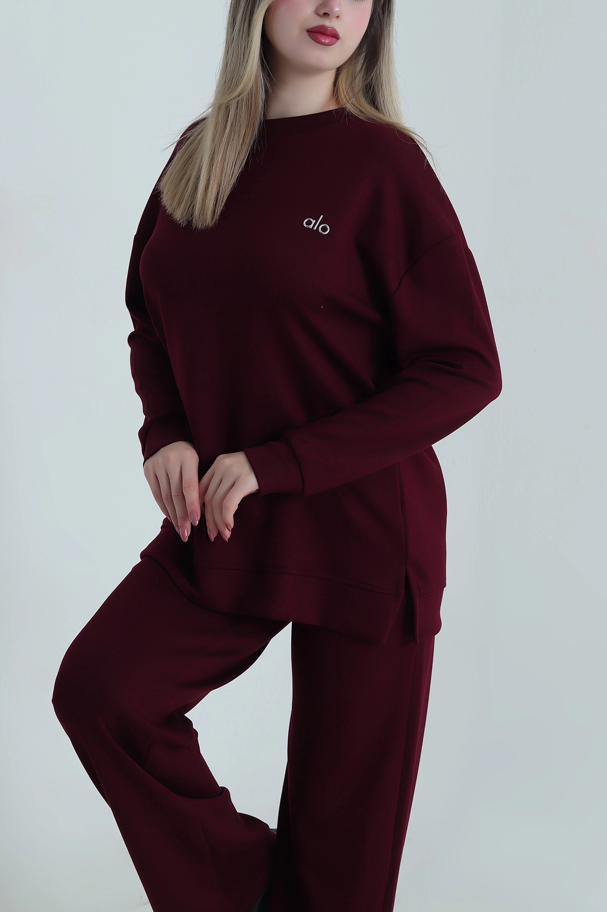 Bordo Likralı Modal Kadın İkili Takım 486347