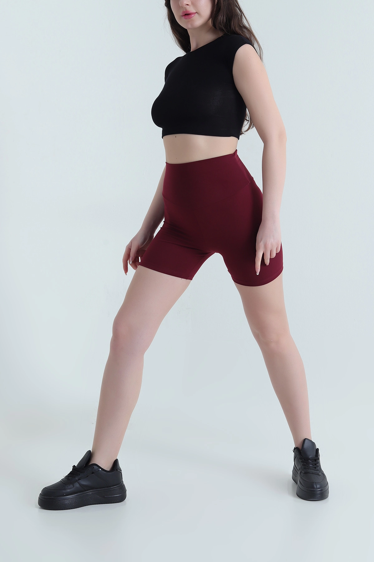 Bordo Likralı Modal Kadın Tayt Şort 452258