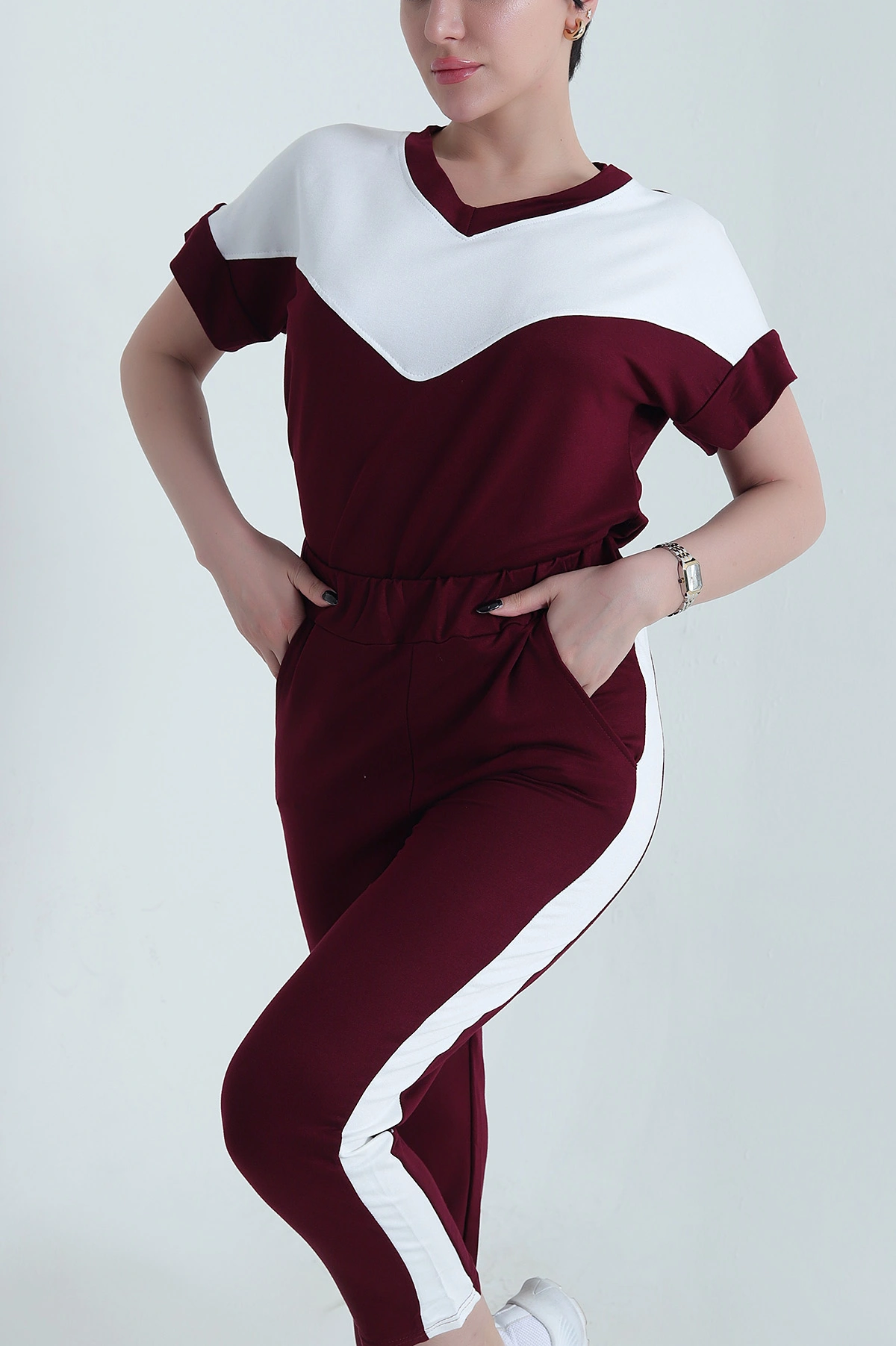 Bordo Likralı Modal Kumaş Kadın İkili Takım 452932