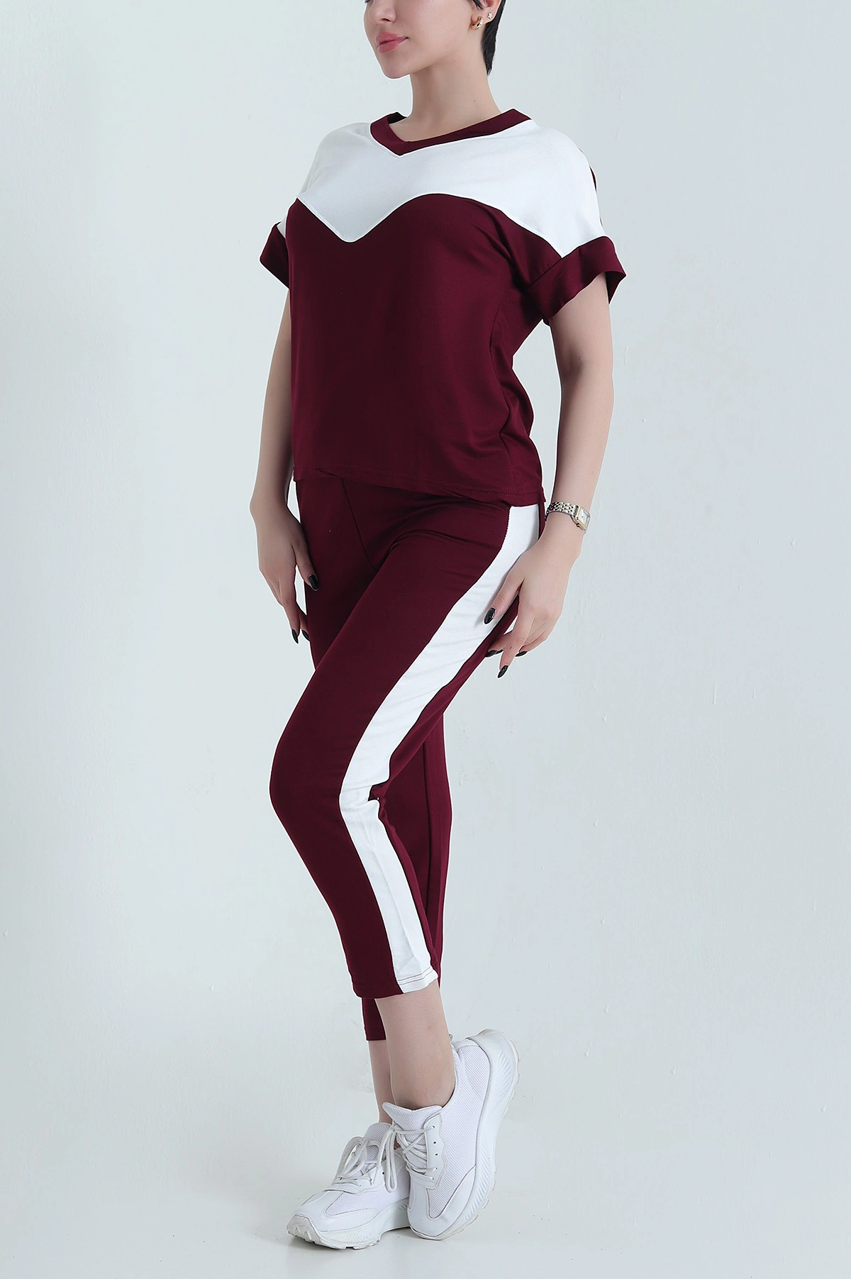 Bordo Likralı Modal Kumaş Kadın İkili Takım 452932