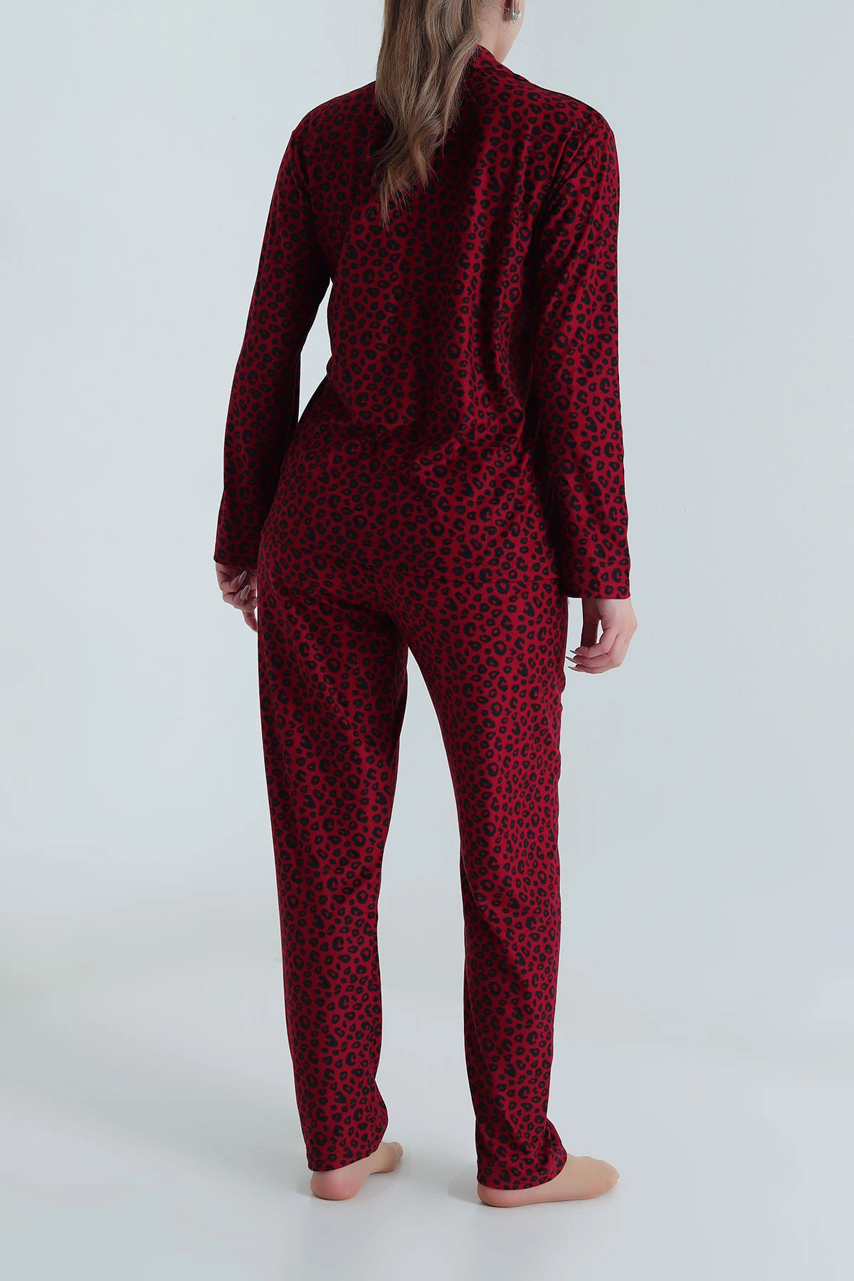 Bordo Milan Soft Düğmeli Kadın Pijama Takımı 488925