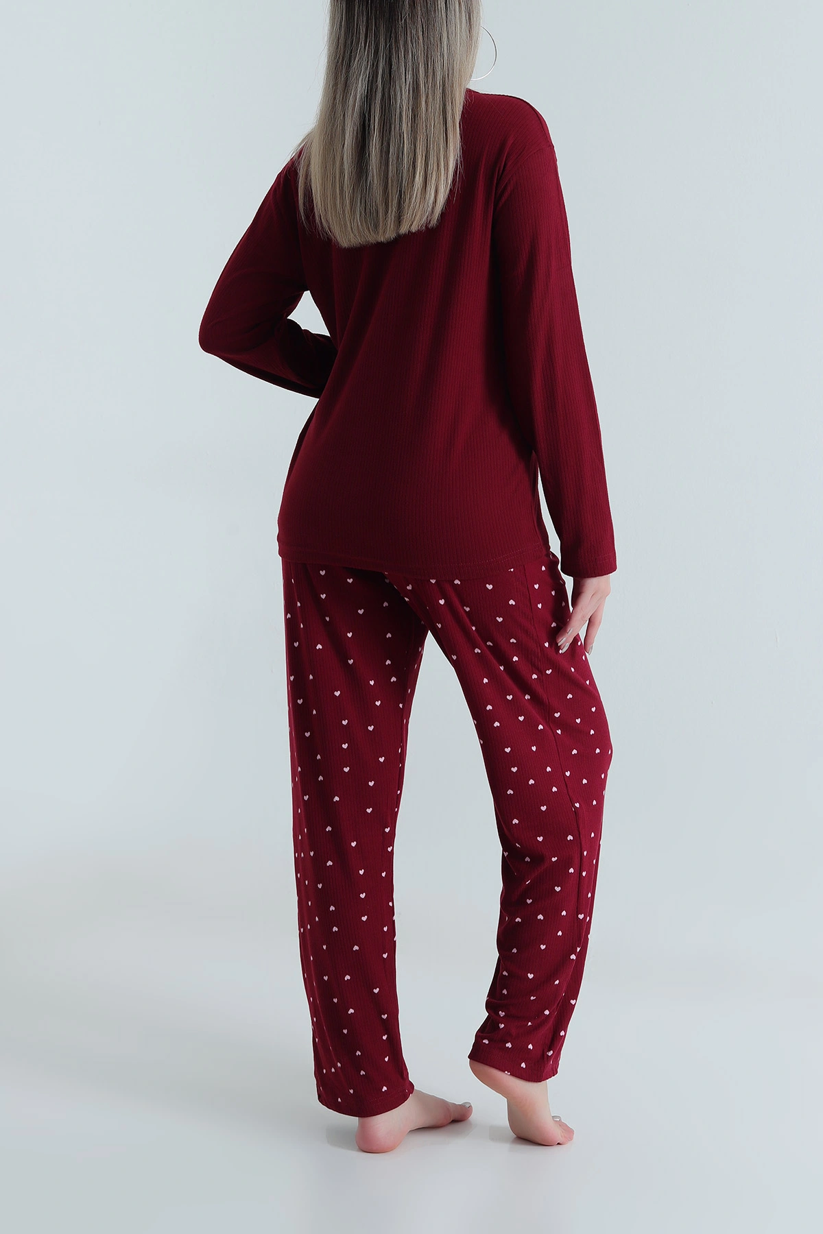 Bordo Milan Soft Fiyonklu Kadın Pijama Takımı 488922