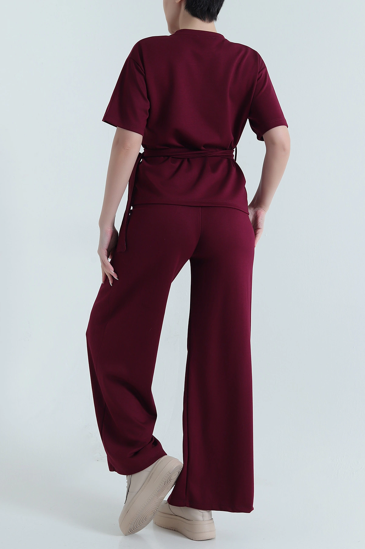 Bordo Modal Kemerli Kadın İkili Takım 446573