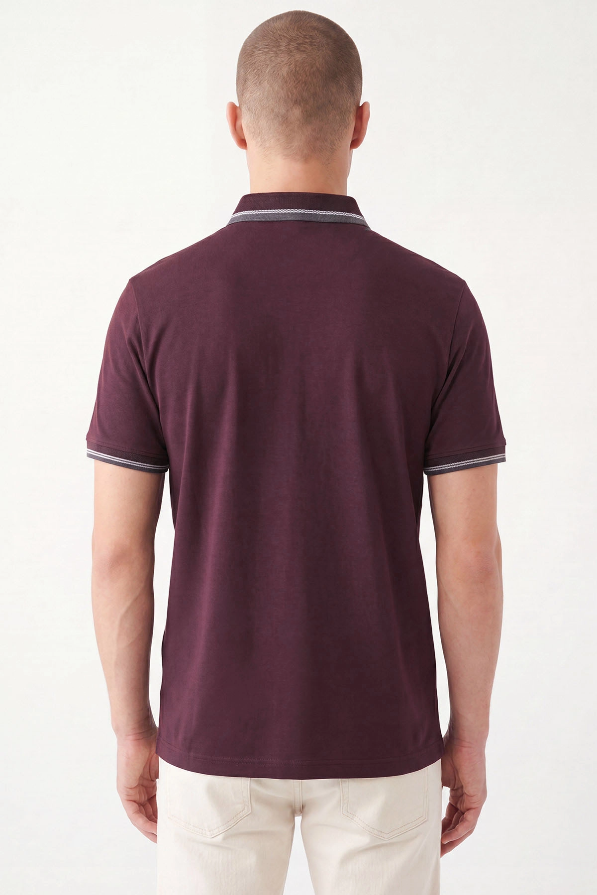 Bordo Modal Kumaş Cep Detaylı Erkek Tişört 467610