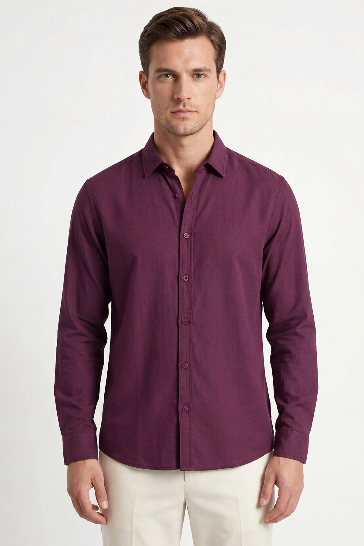 Bordo Modal Kumaş Erkek Gömlek 435806