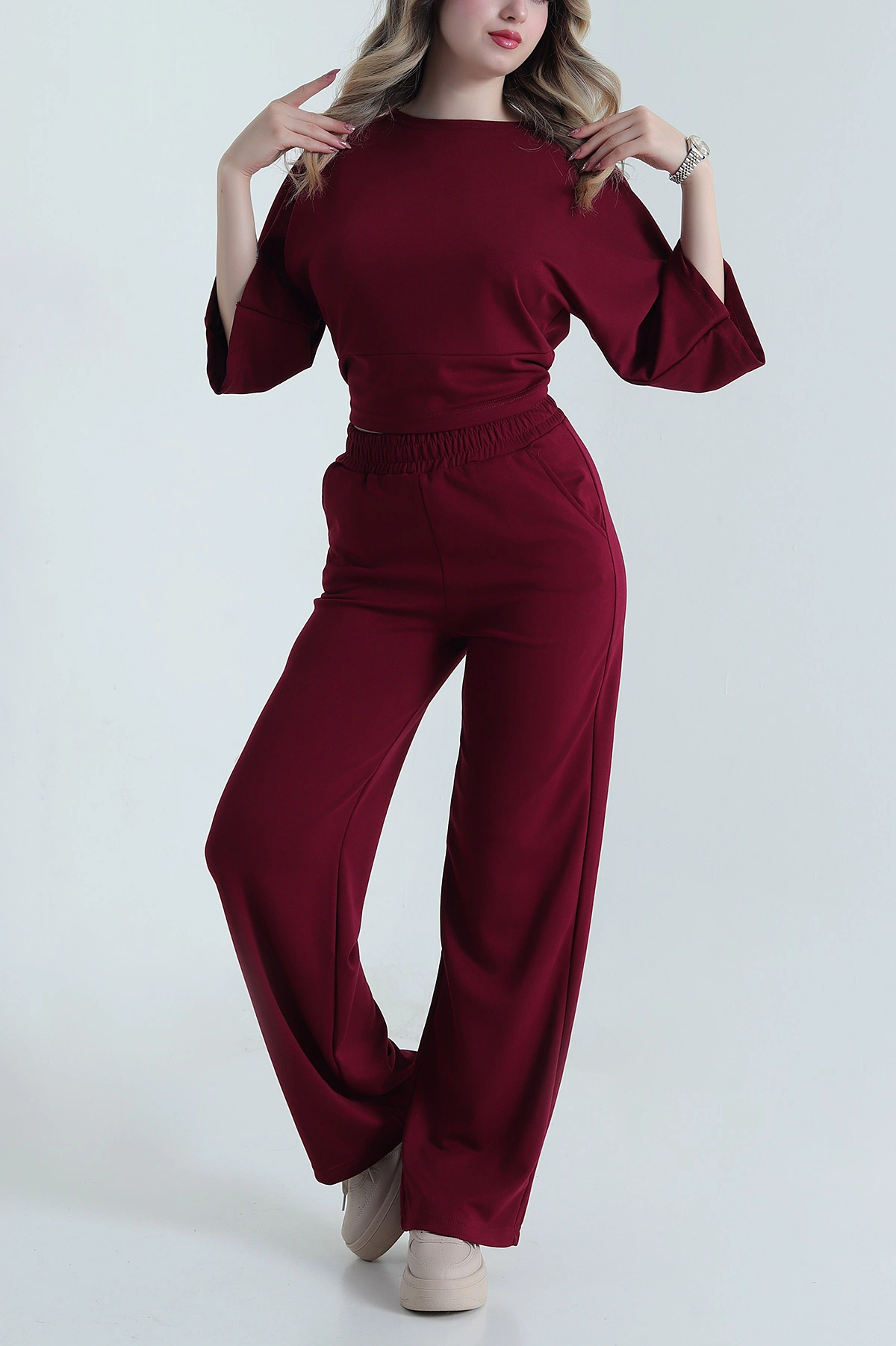 Bordo Modal Kumaş Kadın İkili Takım 478251