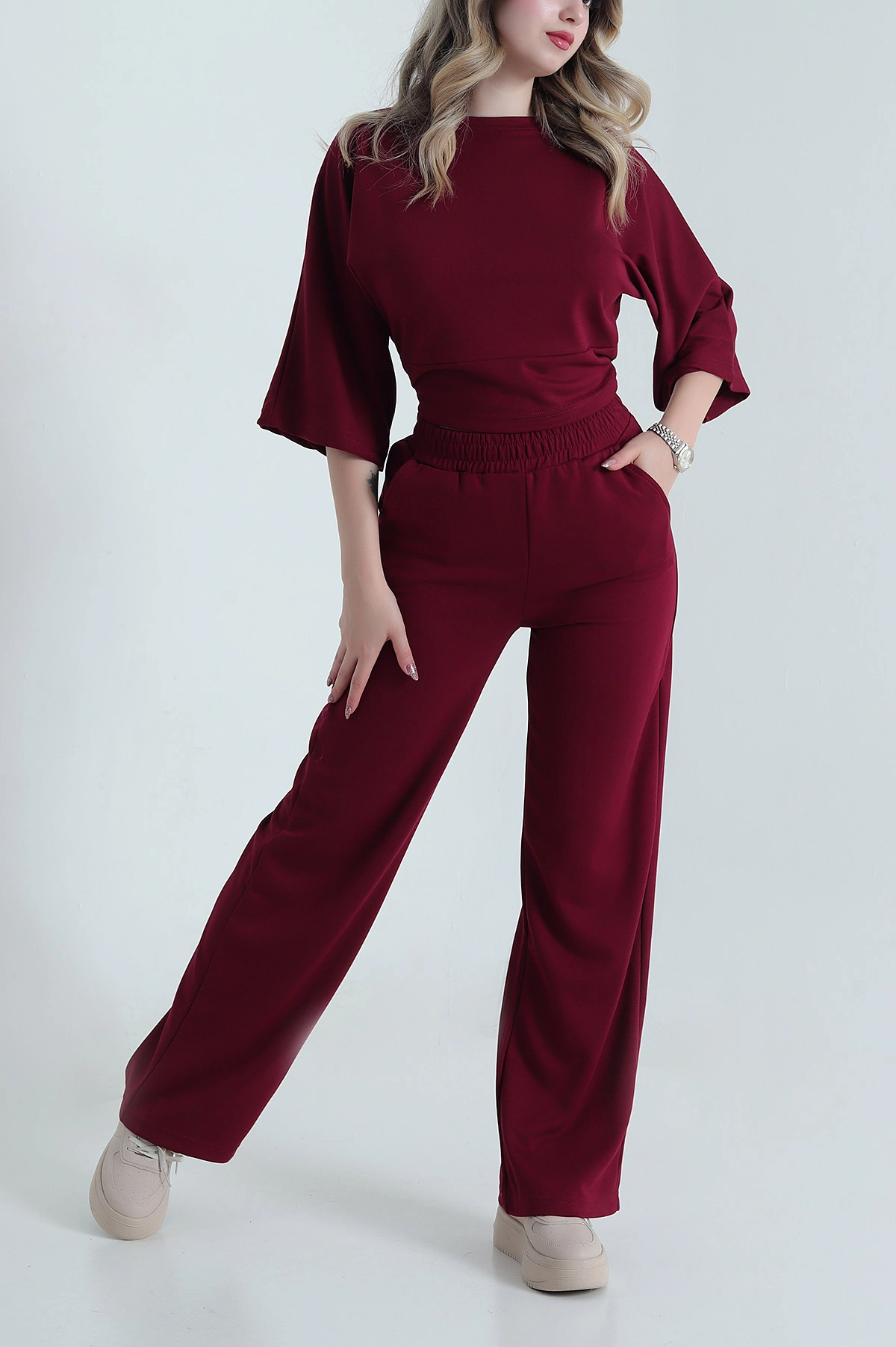 Bordo Modal Kumaş Kadın İkili Takım 478251