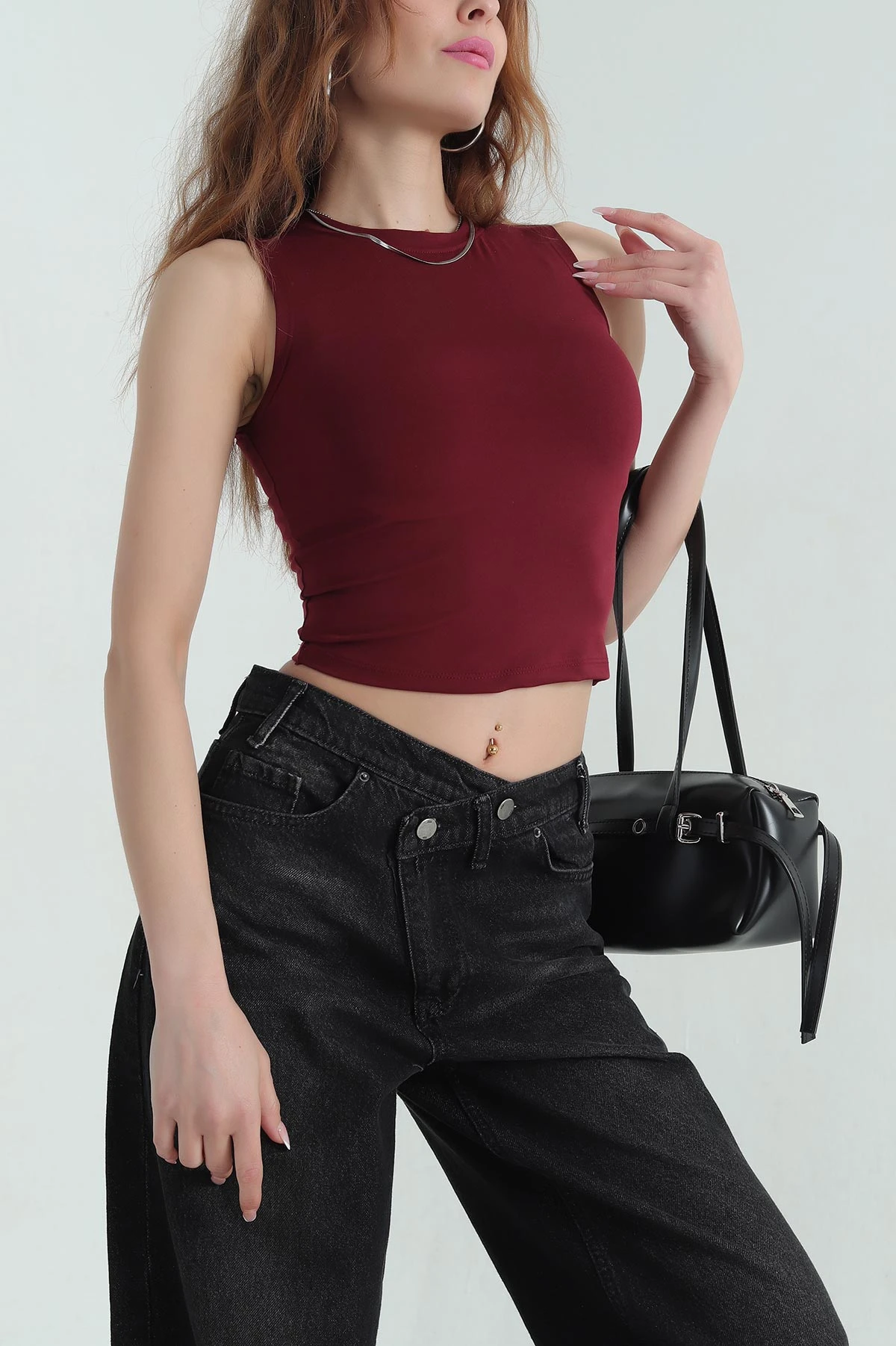 Bordo Modal Likralı Kadın Atlet 357836