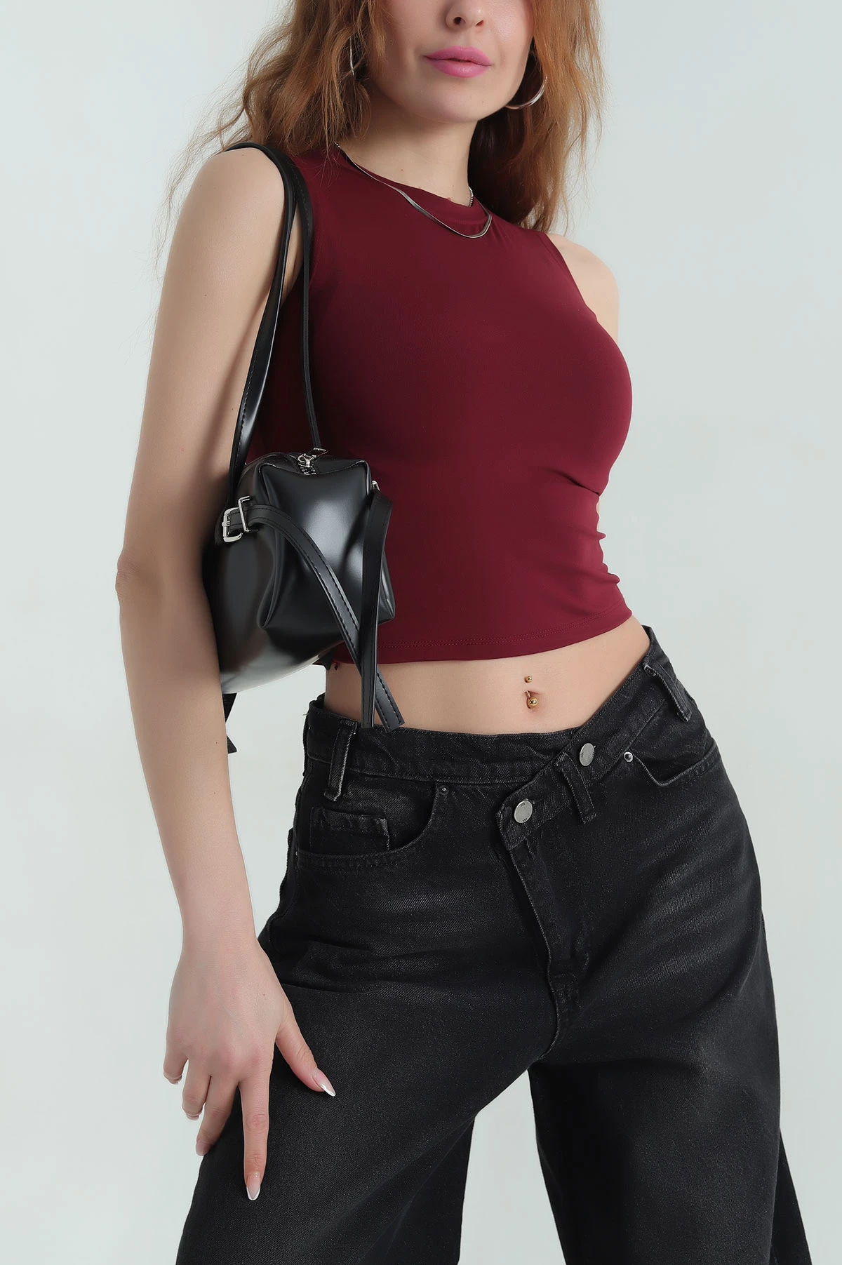 Bordo Modal Likralı Kadın Atlet 357836