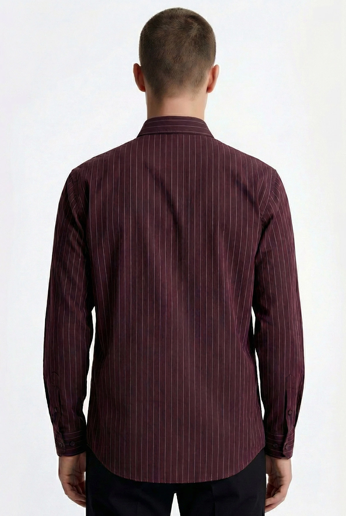 Bordo Modal Uzun Kol Çizgili Erkek Gömlek 419257