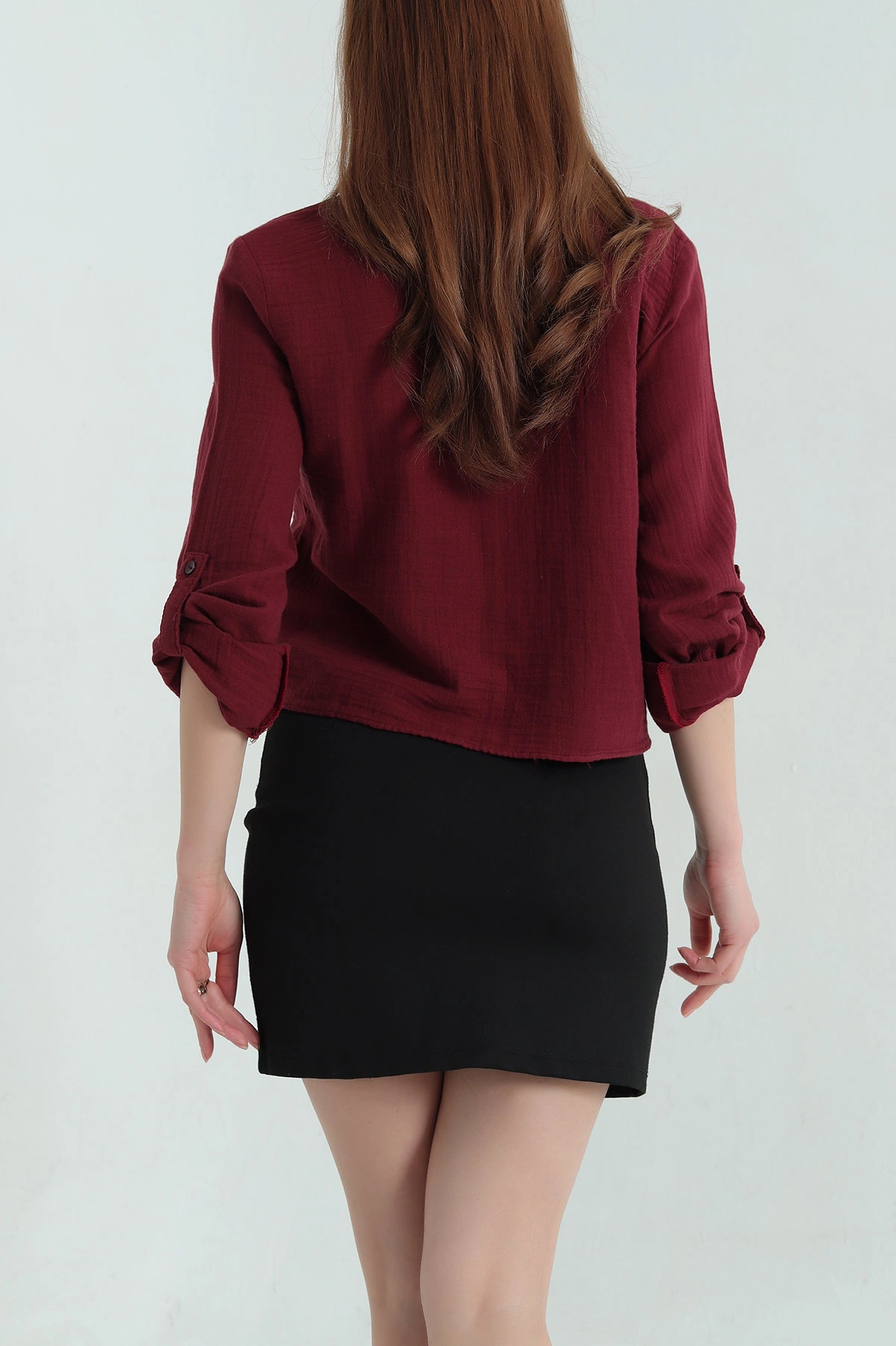 Bordo Müslin Hakim Yaka Bayan Gömlek 336824