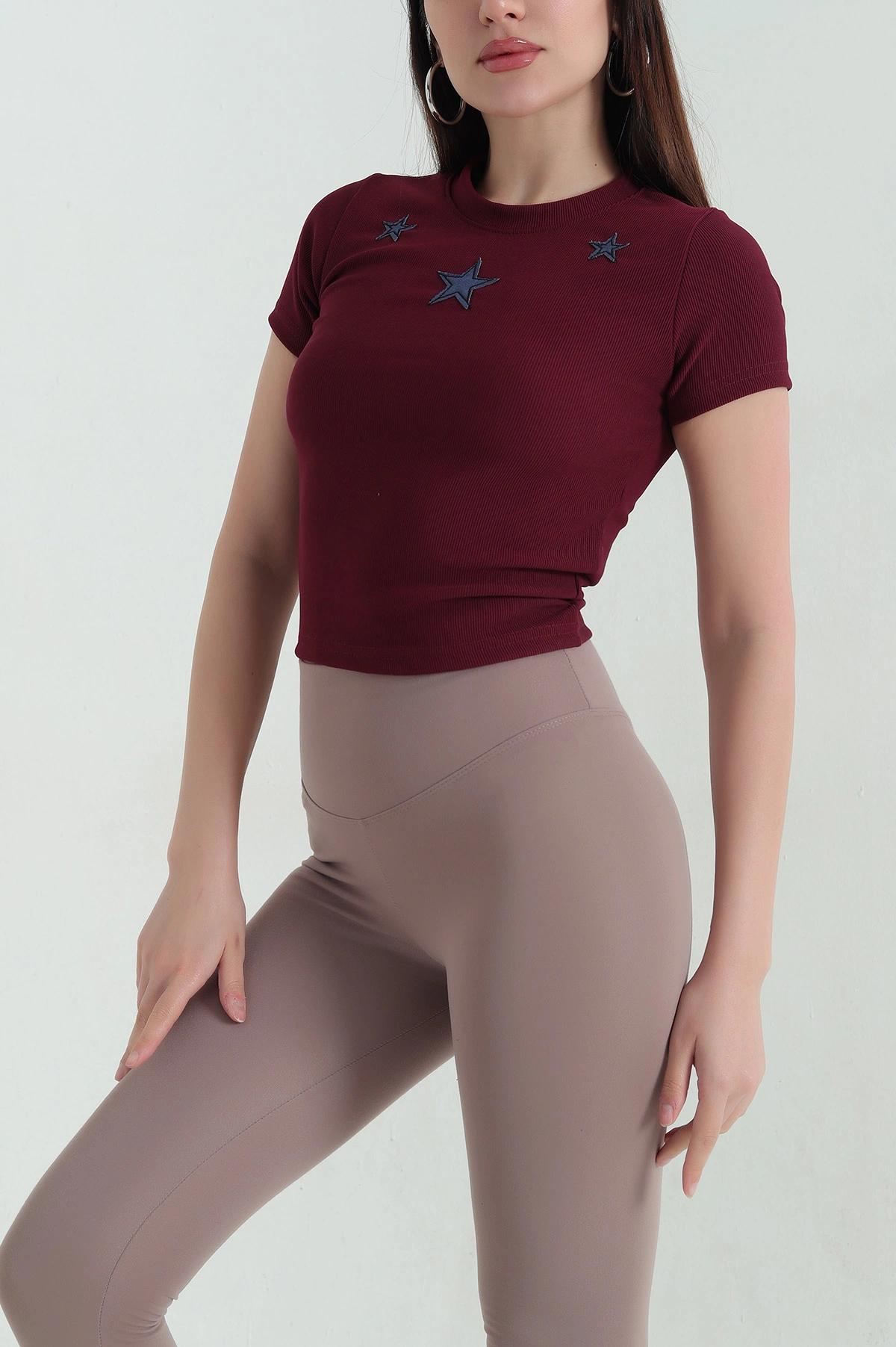 Bordo Nakış Detay Ottoman Bluz 353432