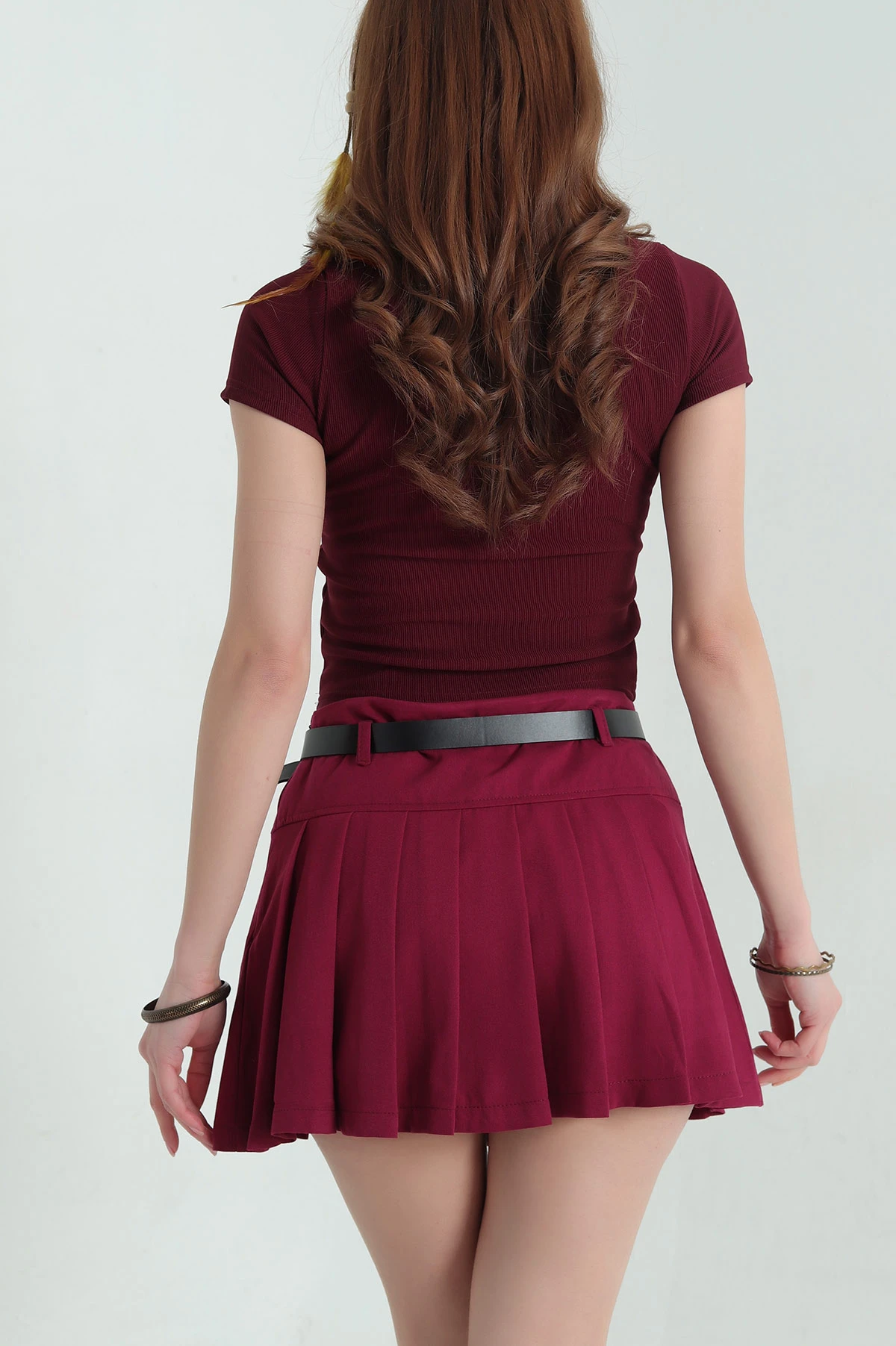 Bordo Nakış İşlemeli Ottman Bluz 335001