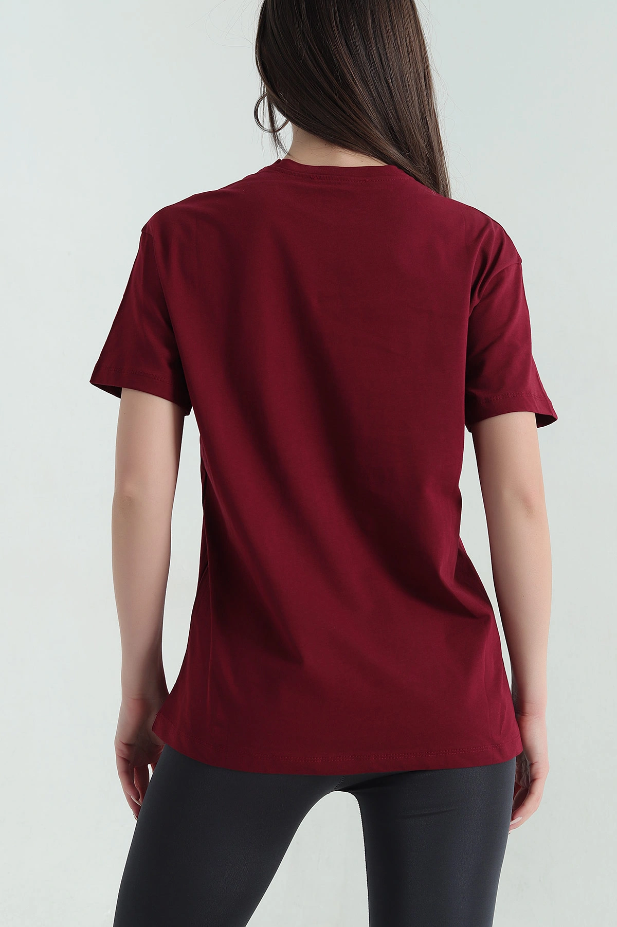 Bordo Nakış İşlemeli Süprem Kadın Tişört 354486