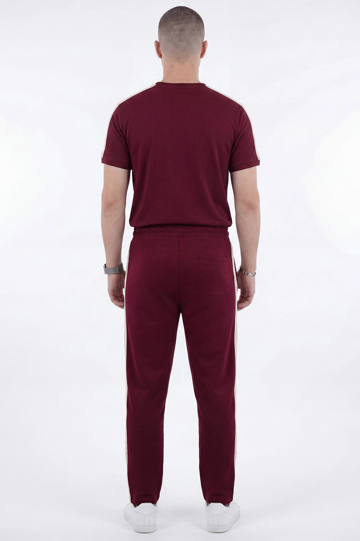 Bordo Nakışlı Bisiklet Yaka Erkek İkili Takım 471756