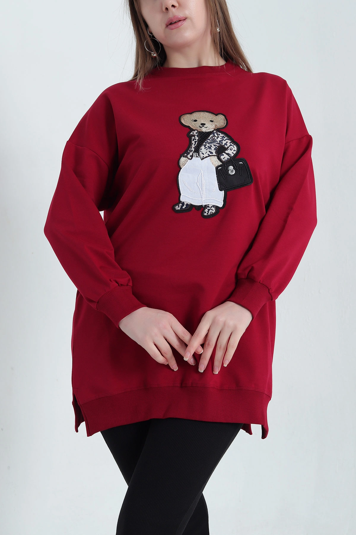 Bordo Nakışlı İki İp Bayan Tunik 338748