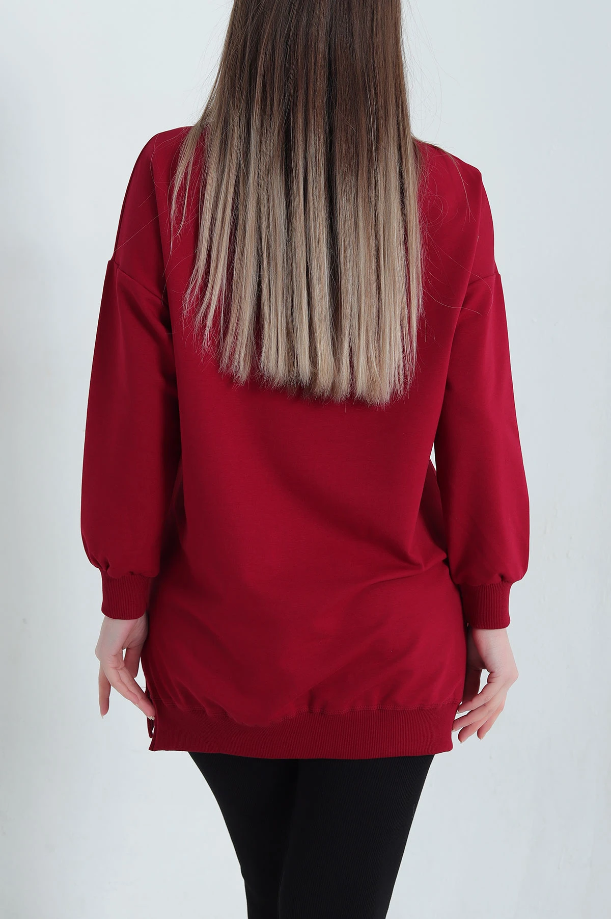 Bordo Nakışlı İki İp Bayan Tunik 338748