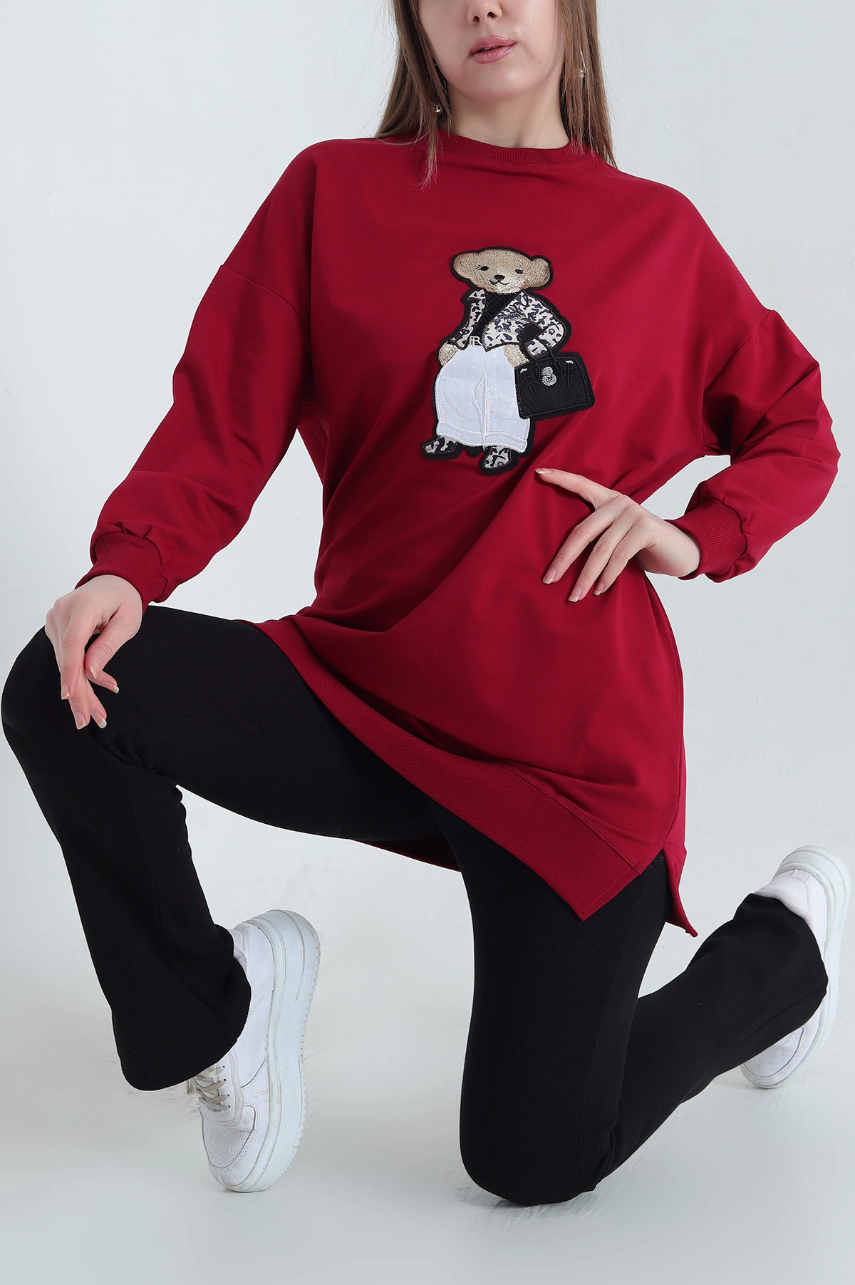 Bordo Nakışlı İki İp Bayan Tunik 338748