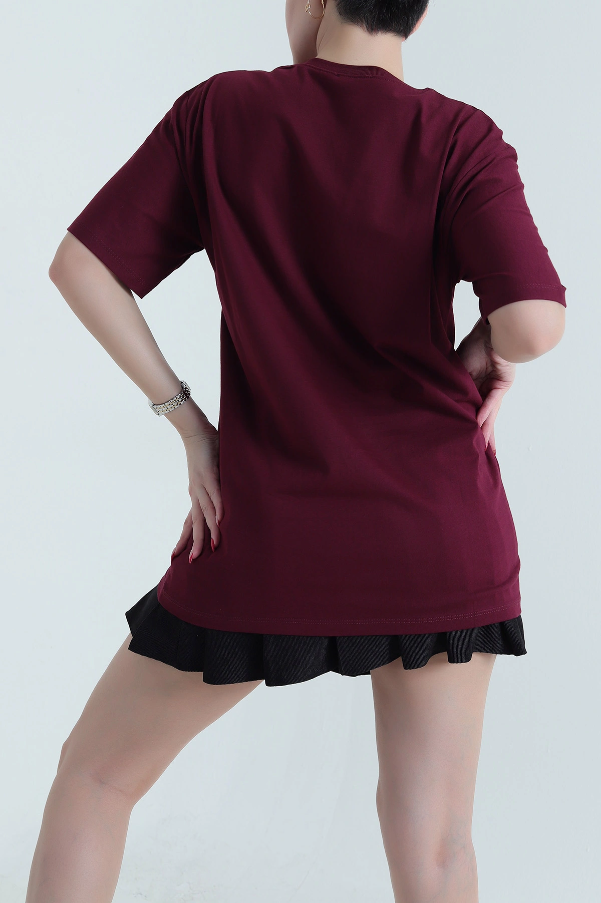 Bordo Nakışlı Süprem Kadın Tişört 438560