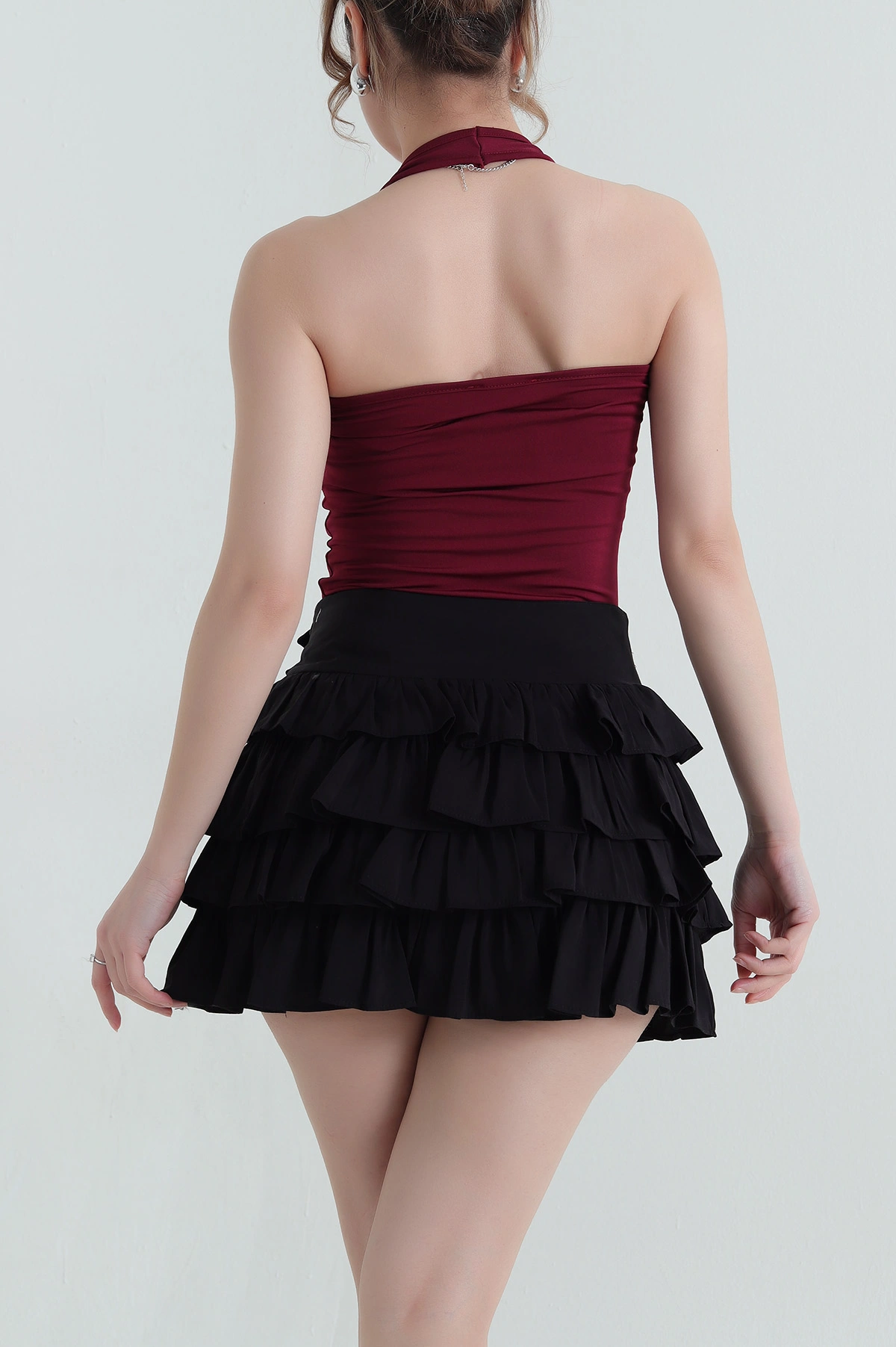 Bordo Omuz Askılı Sandy Kadın Zıbın Bluz 435493