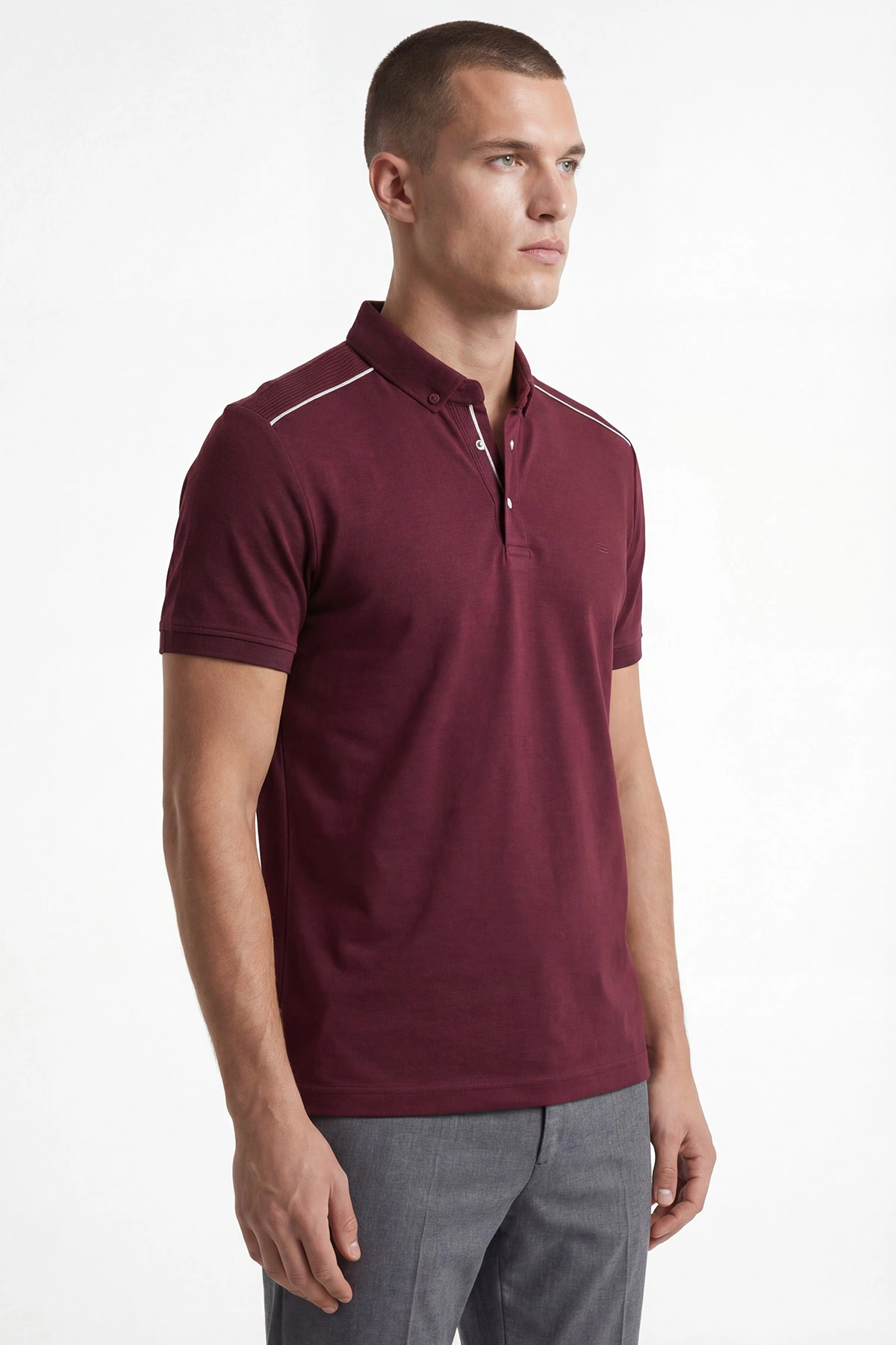 Bordo Osyho Kumaş Polo Yaka Erkek Tişört 433116