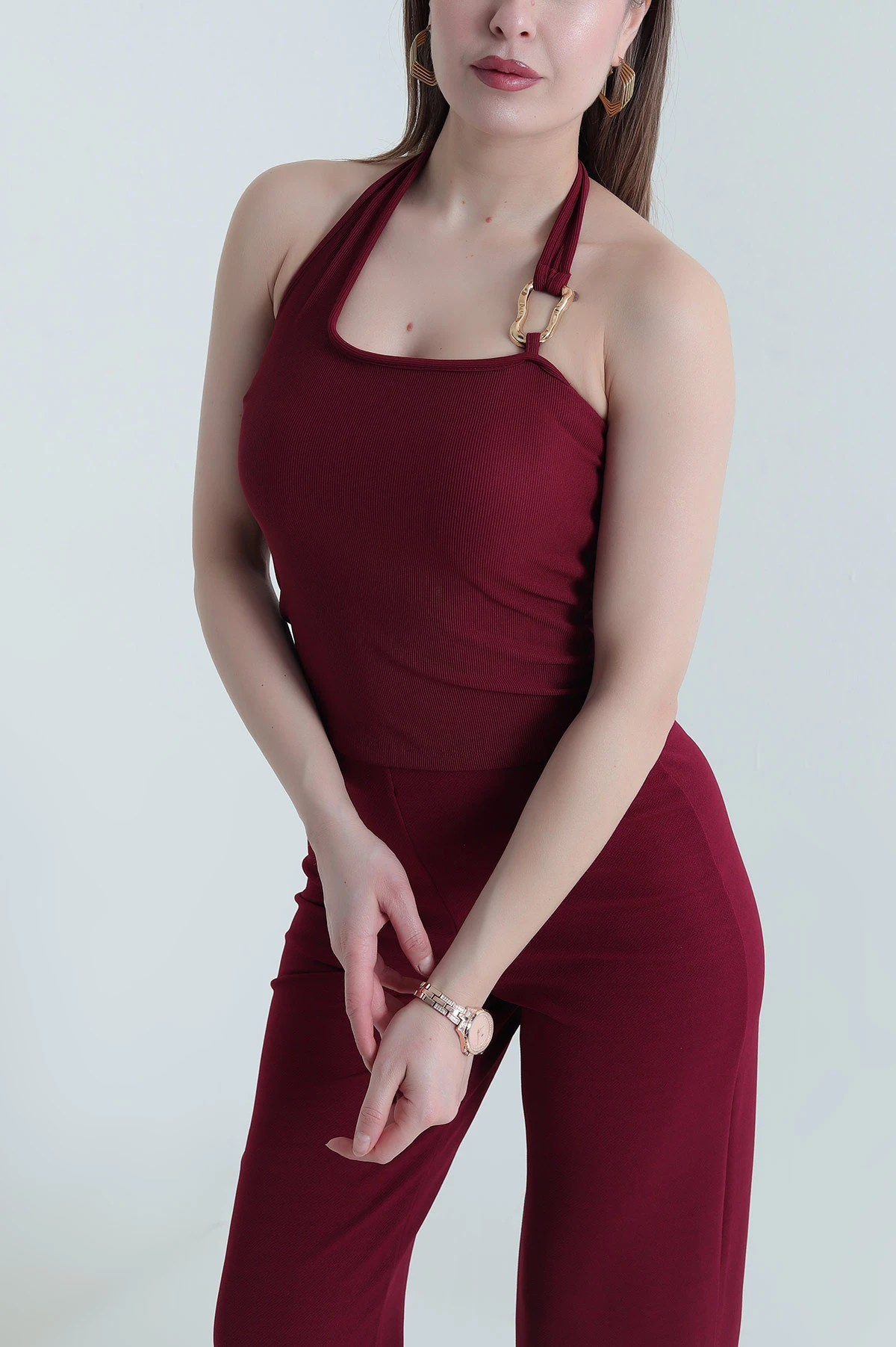 Bordo Ottoman Tokalı Kadın Bluz 440032