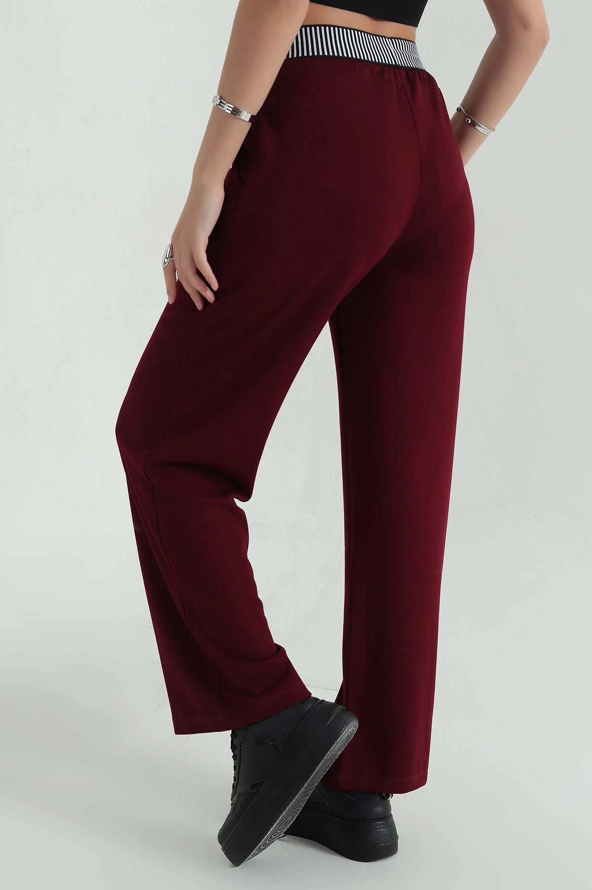 Bordo Oyho Likralı Cepli Kadın Pantolon 373298