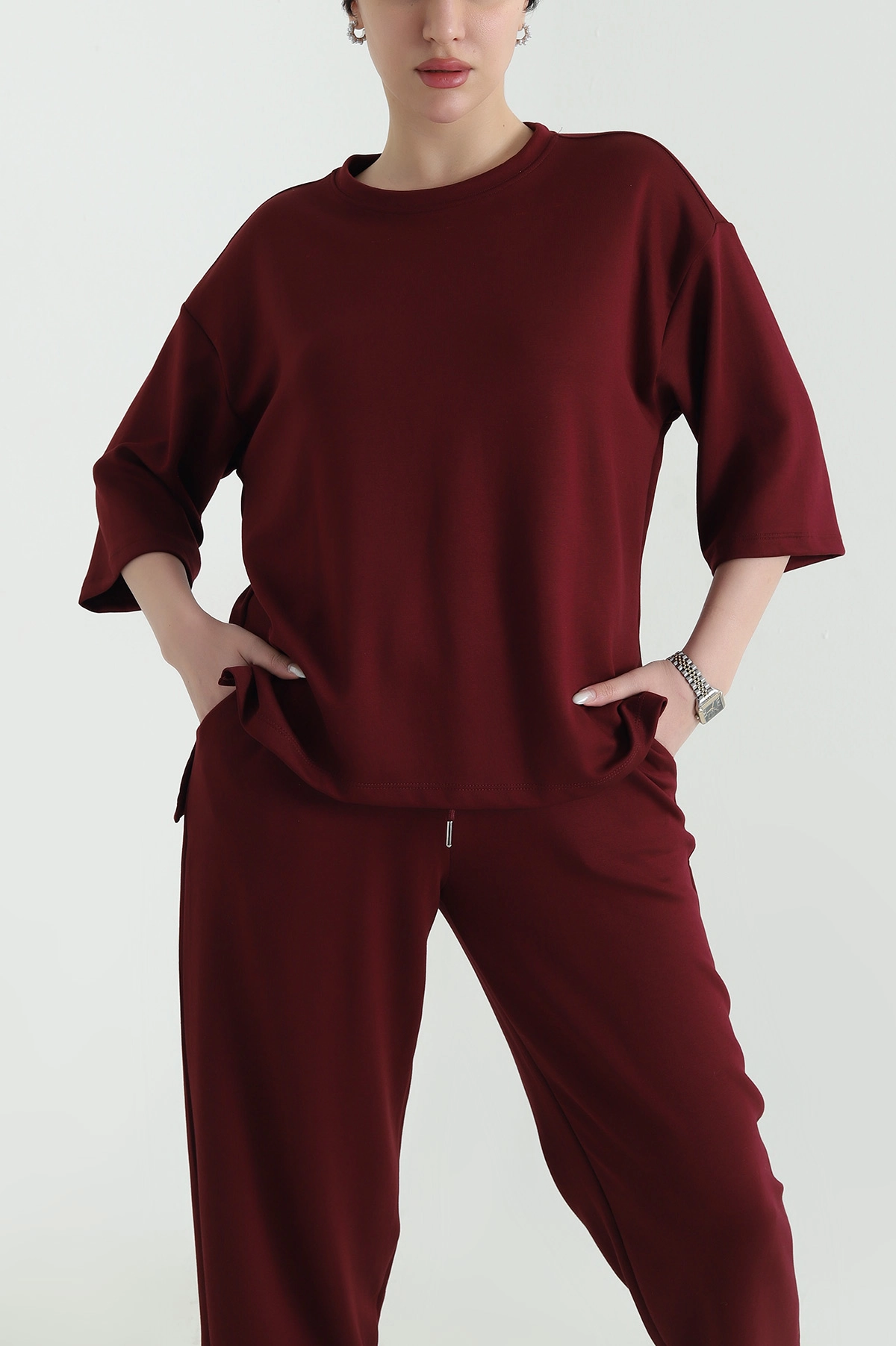 Bordo Oysho Kumaş Kadın İkili Takım 451414