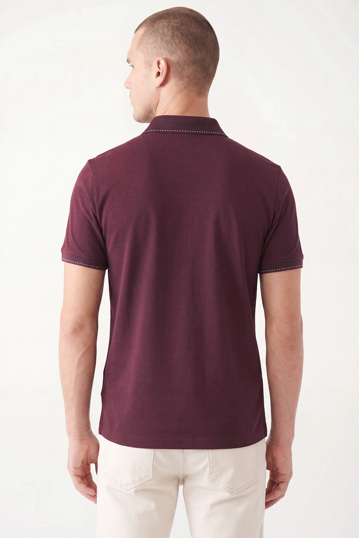 Bordo Oysho Kumaş Polo Yaka Erkek Tişört 467581