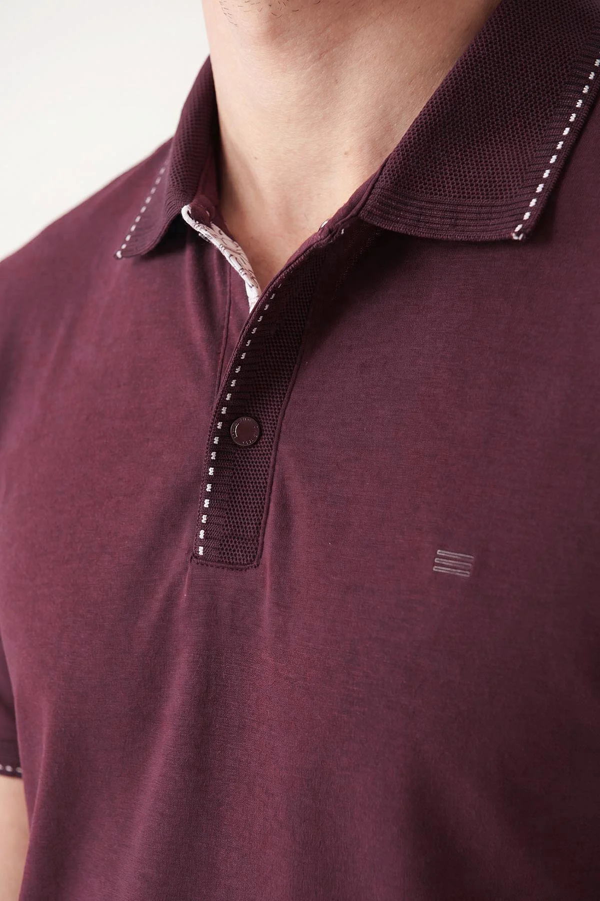 Bordo Oysho Kumaş Polo Yaka Erkek Tişört 467581