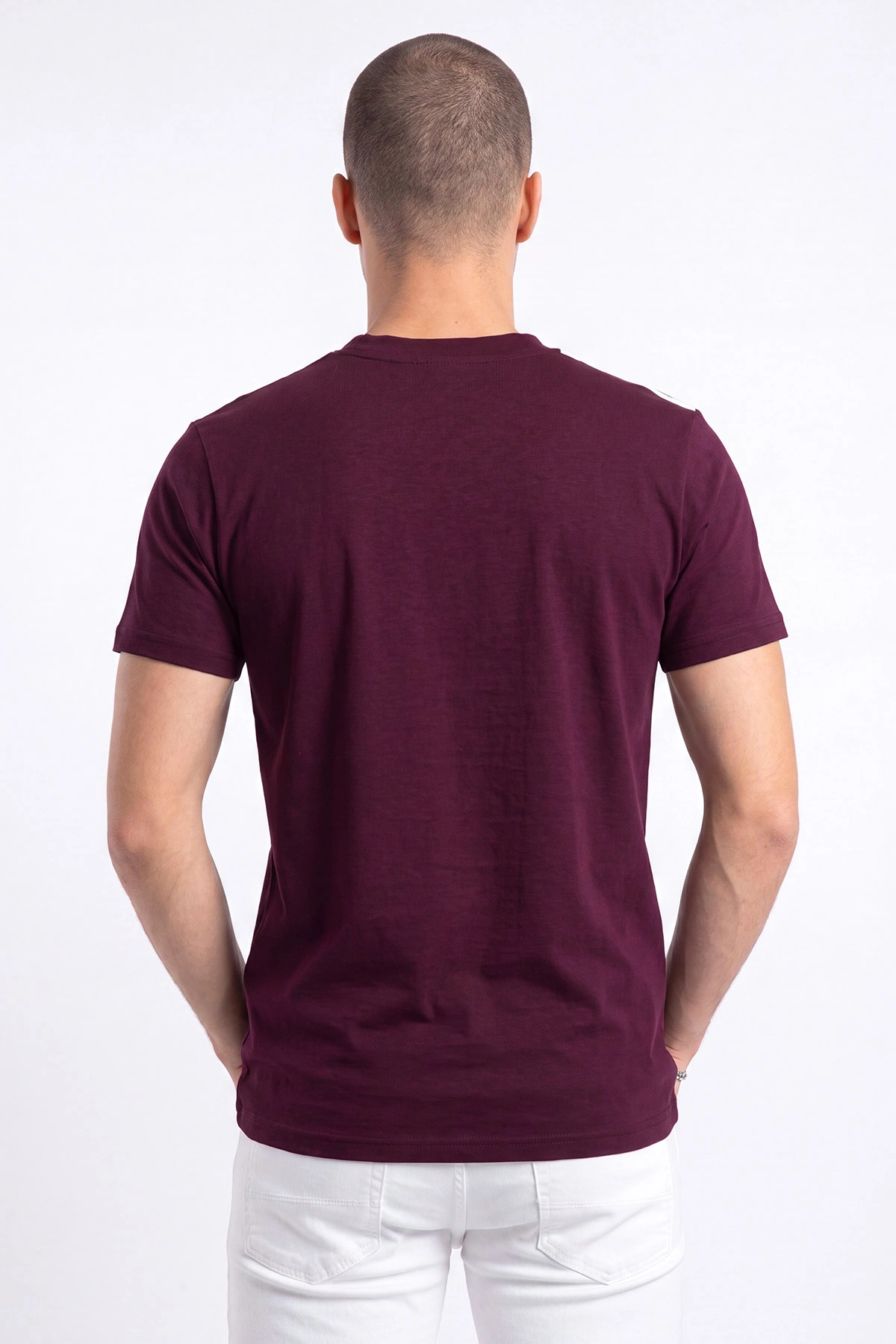 Bordo Oysho Kumaş Yazı Detaylı Erkek Tişört 471610