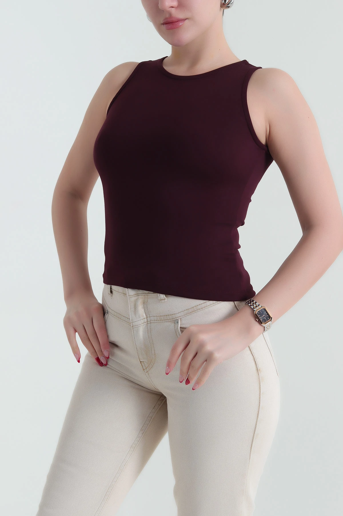 Bordo Oysho Likralı Kadın Atlet 432396