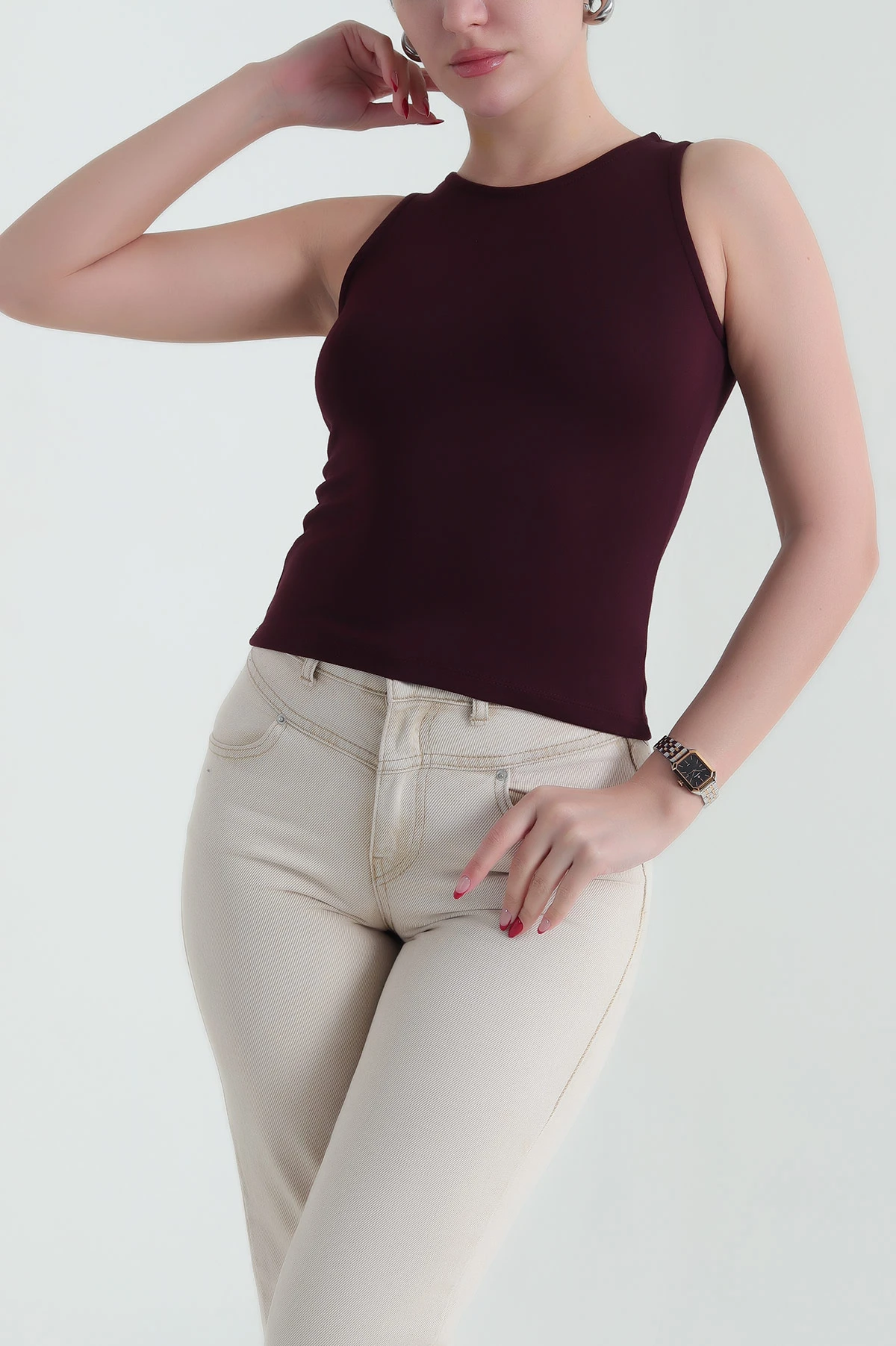 Bordo Oysho Likralı Kadın Atlet 432396