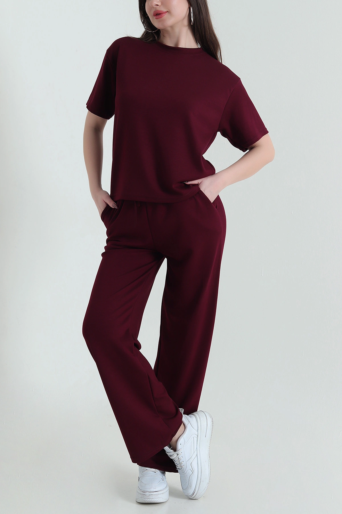Bordo Oysho Likralı Kadın İkili Takım 434123