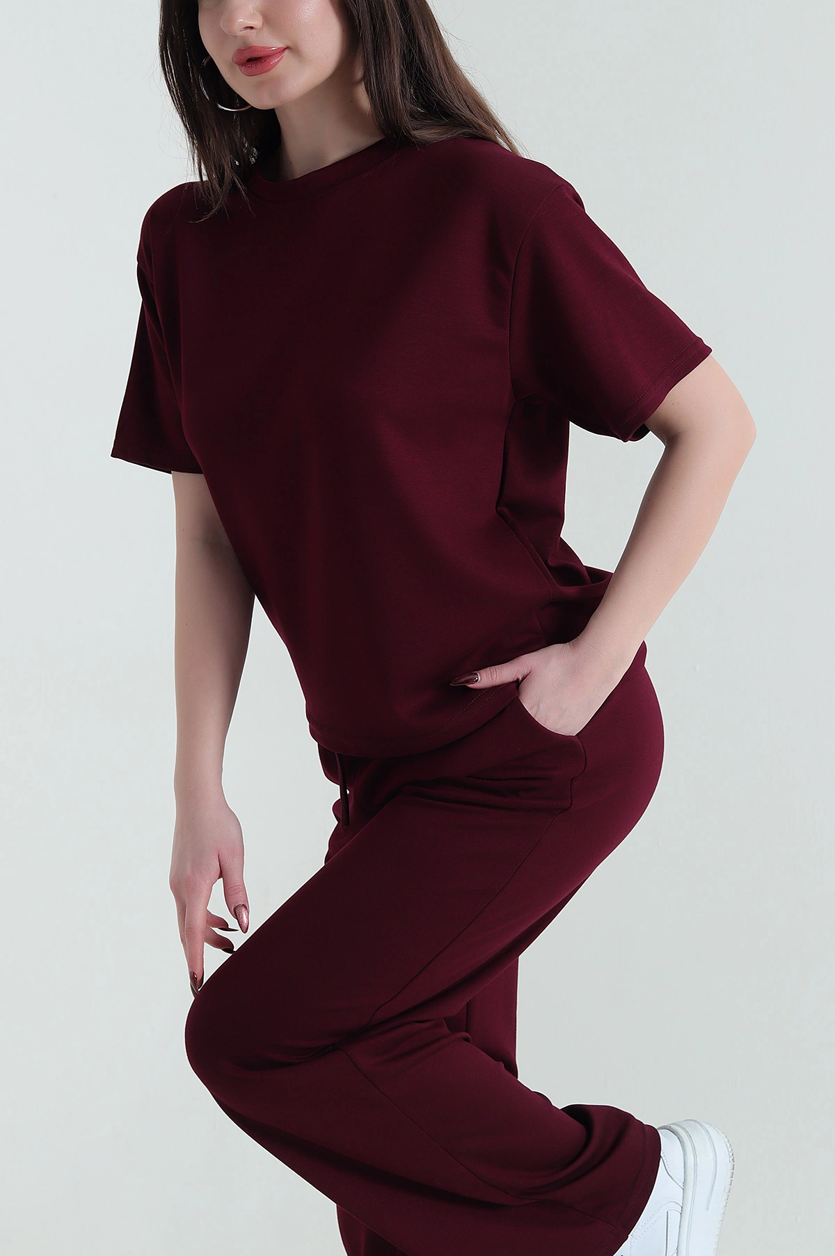 Bordo Oysho Likralı Kadın İkili Takım 434123