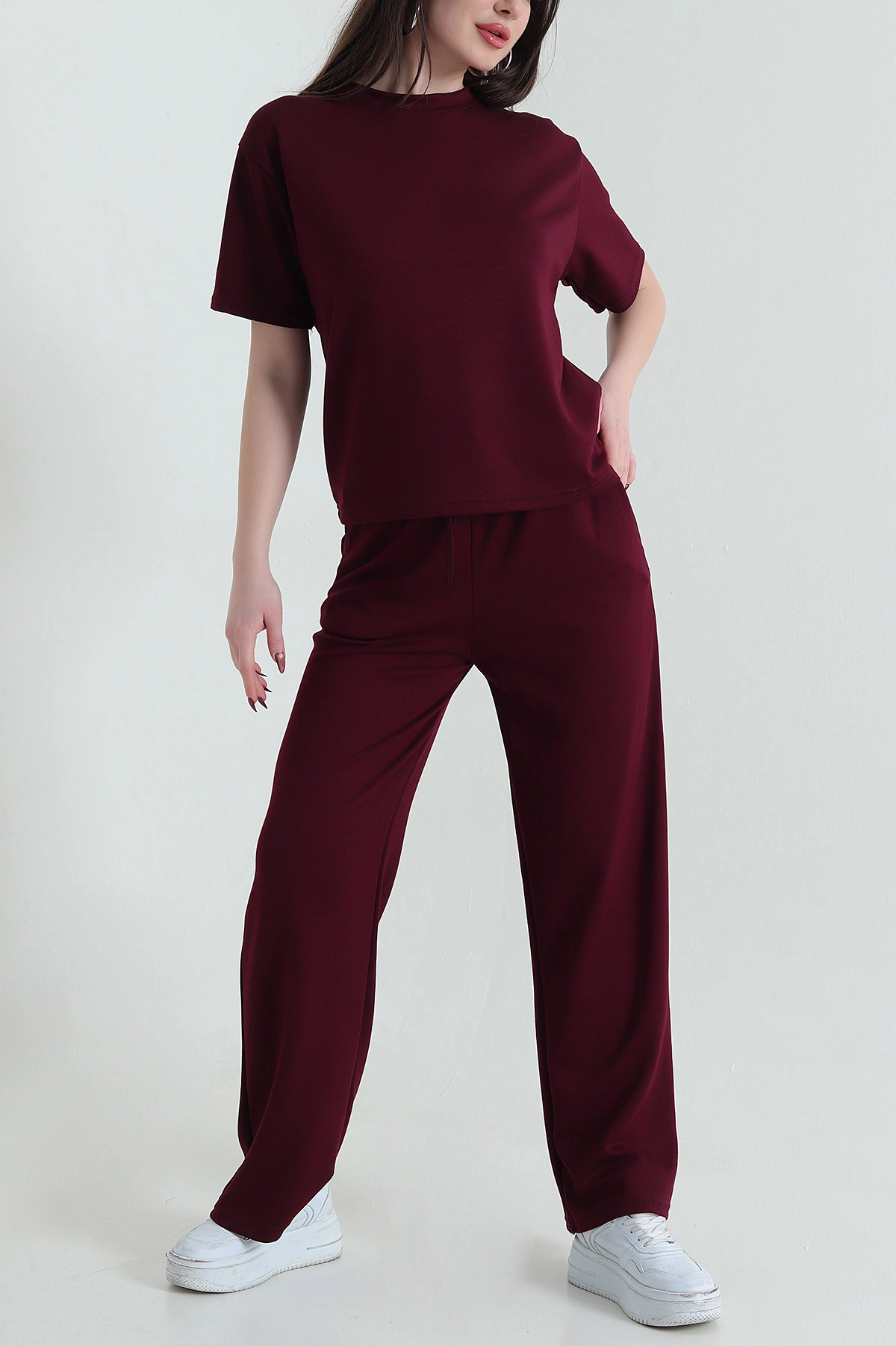 Bordo Oysho Likralı Kadın İkili Takım 434123