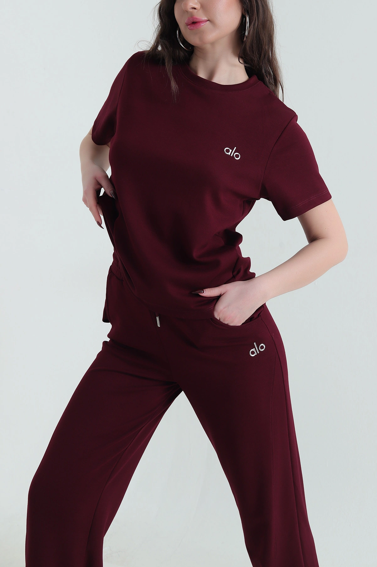 Bordo Oysho Likralı Kadın İkili Takım 436282