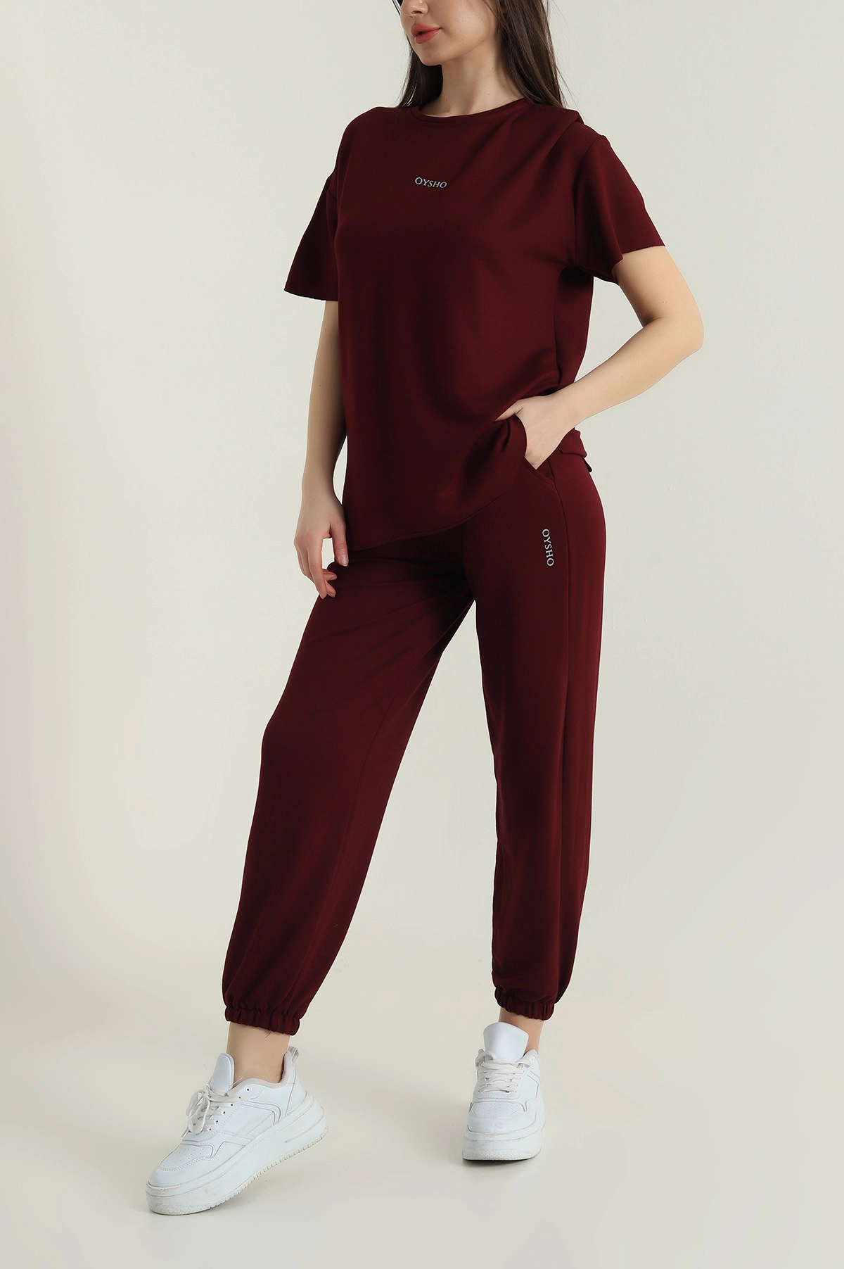 Bordo Paça Lastikli Oysho Kumaş Kadın İkili Takım 428908