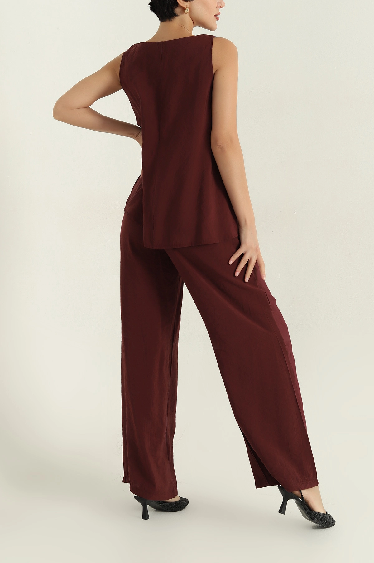 Bordo Pantolon Bluz Modal Kadın İkili Takım 362252